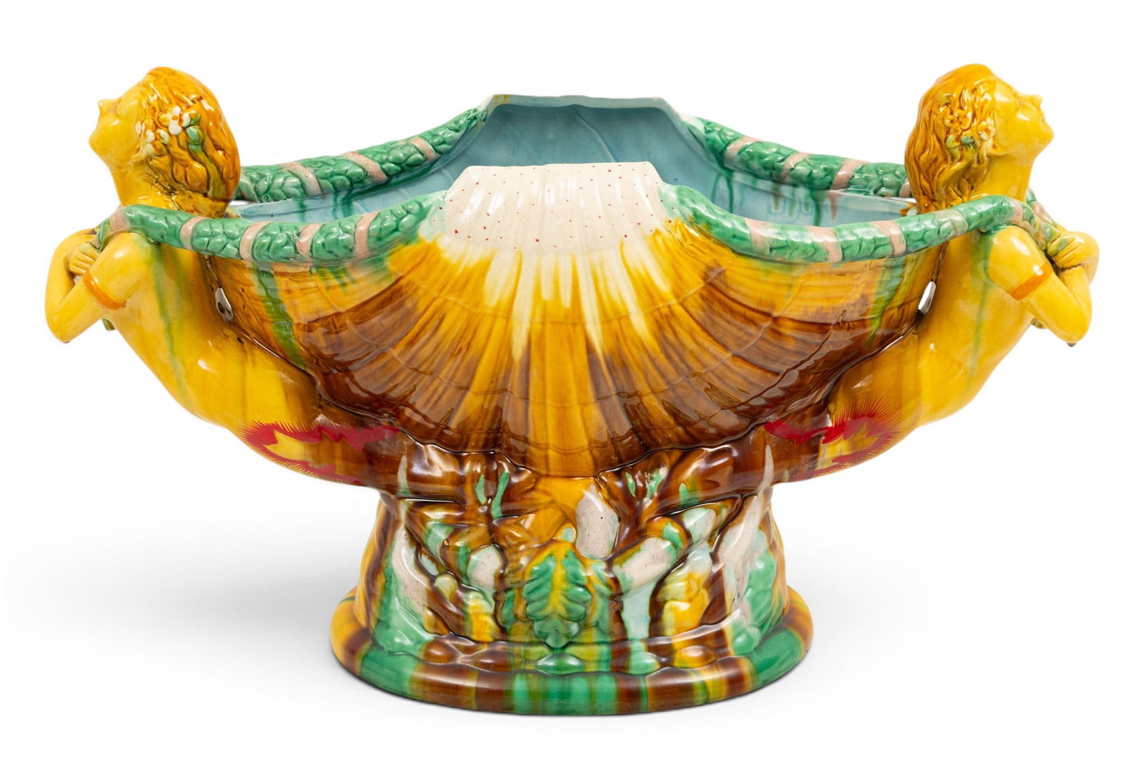 Majolica Ceramic Centerpiece, Shell and Mermaids 1890, H 13" W 8" L 22" 1 PC (1 of 5)