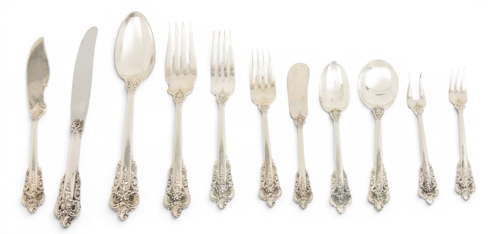 Wallace Grand Baroque Sterling Silver Flatware for 12 42 PCS (1 of 5)