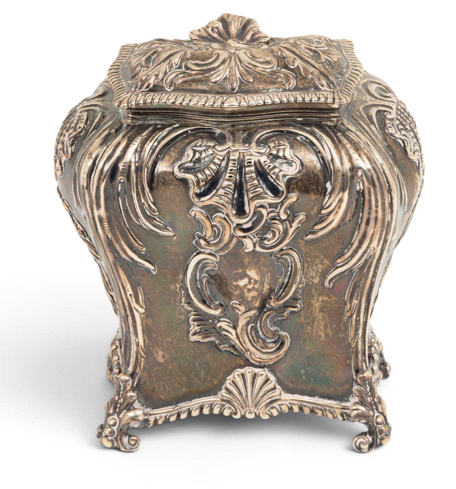 Georgian Silver Tea Caddy 1762 18th Century, 'Maker ER (Edward Rooker)', H 5" W 4" 7.8 t oz 1 PC (1 of 5)
