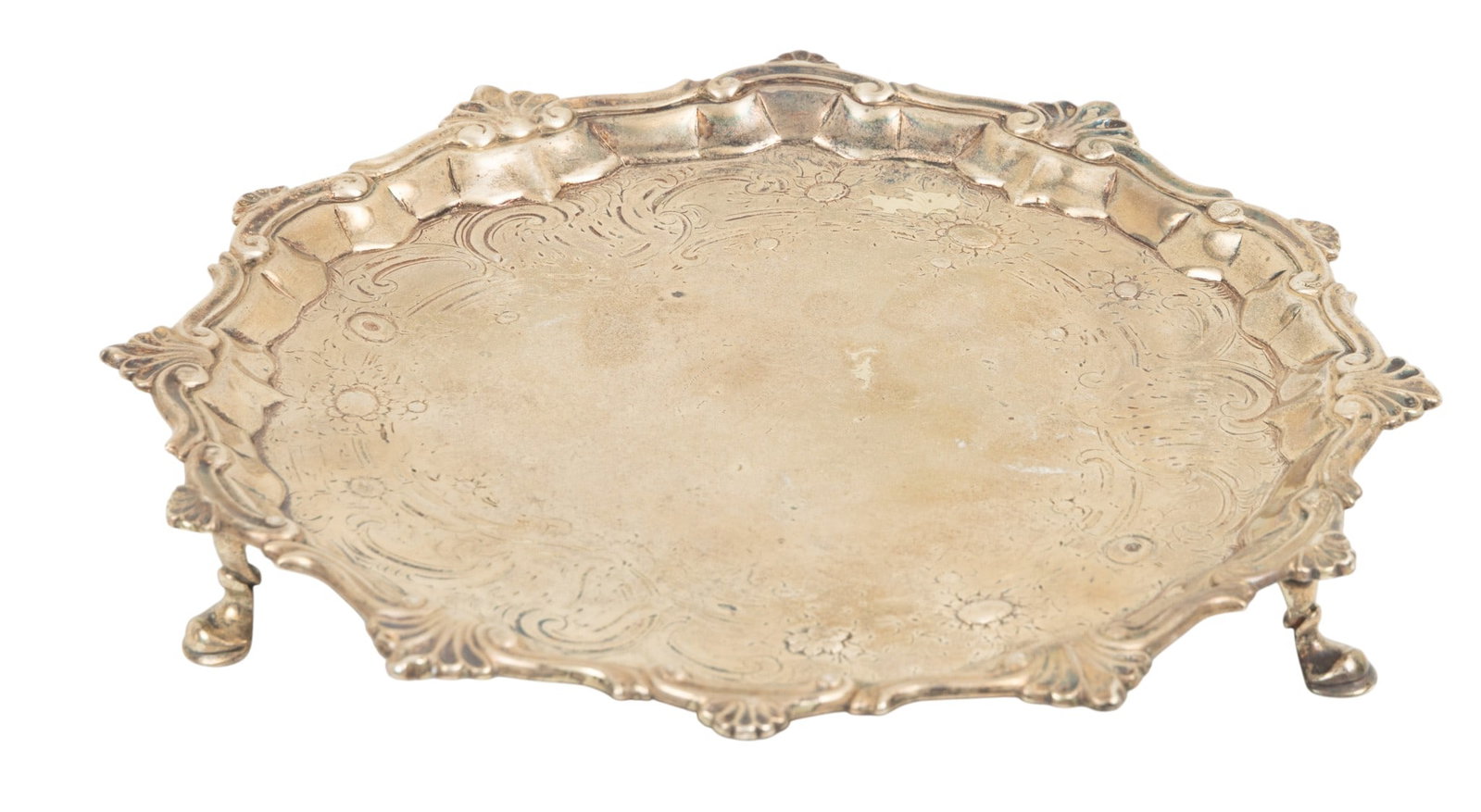 William Peaston, London Sterling Silver Footed Salver 1788, H 1" Dia. 9.5" 16 t oz 1 PC (1 of 4)