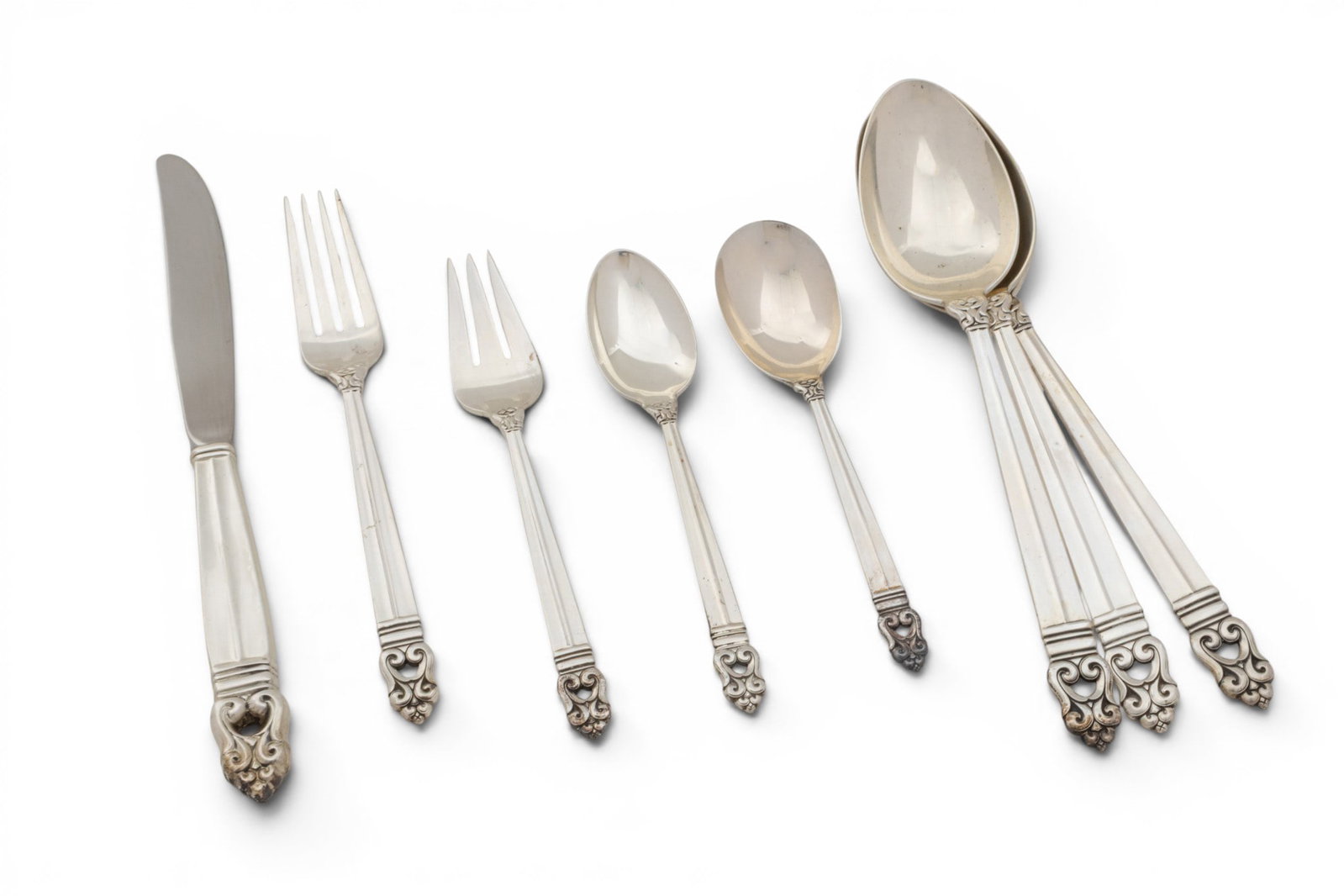 International Royal Danish Pattern Sterling Silver Flatware 53 PCS (1 of 6)
