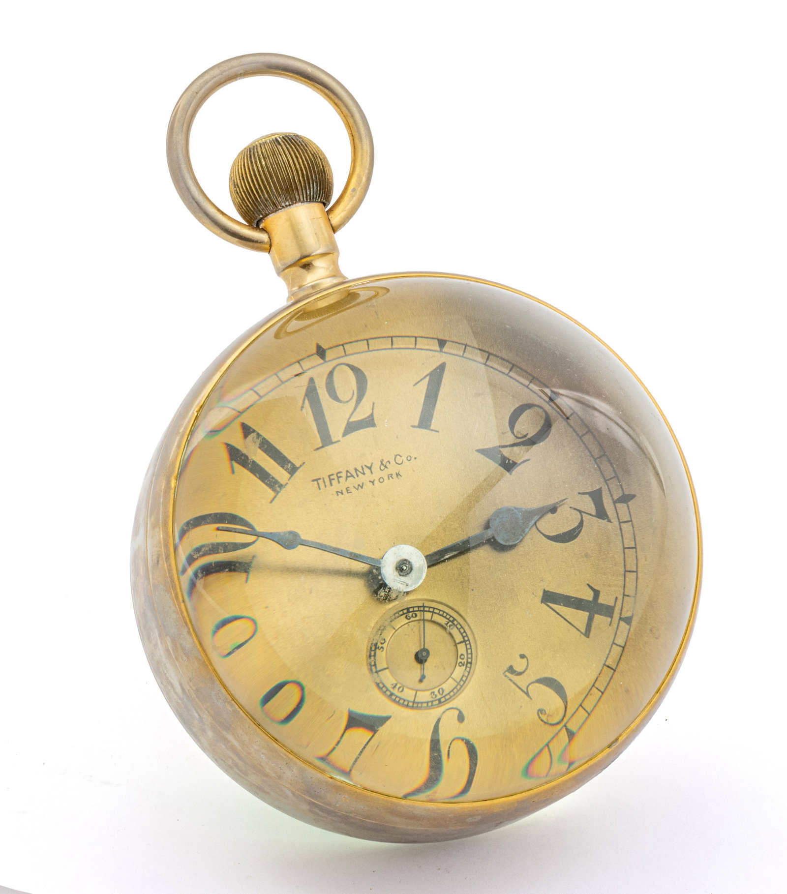 Tiffany & Co. (New York) Art Deco Glass Ball Desk Clock 1910-1920, Dia. 4" (1 of 10)