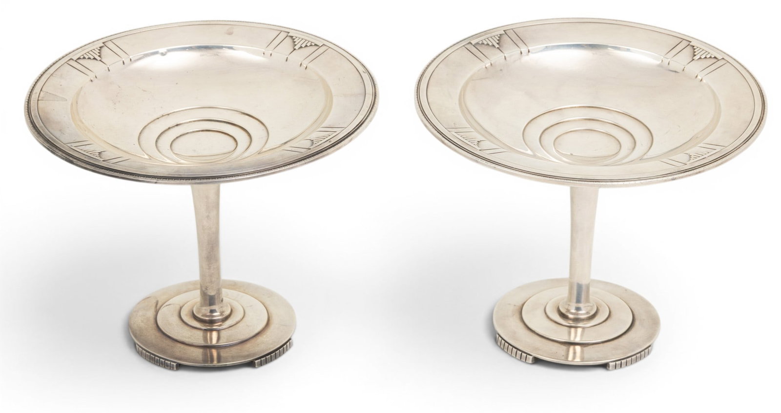 Richard Wallace and Sons Art Deco Sterling Silver Compotes H 5" Dia. 6.5" 12 t oz 1 PAIR (1 of 4)