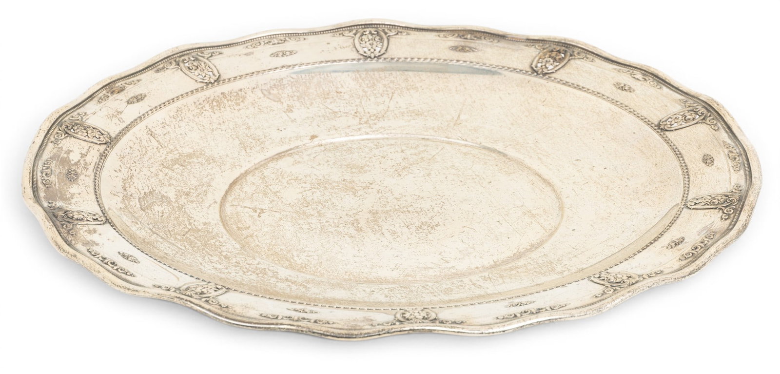 Wallace Sterling Silver Serving Tray 'Rose Point Pattern', Dia. 17" (1 of 6)