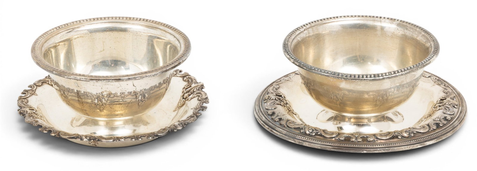 Wallace Sterling Silver Open Bowls 'Grand Baroque Pattern', H 2.5" Dia. 6.5" 16 t oz 1 PAIR (1 of 3)