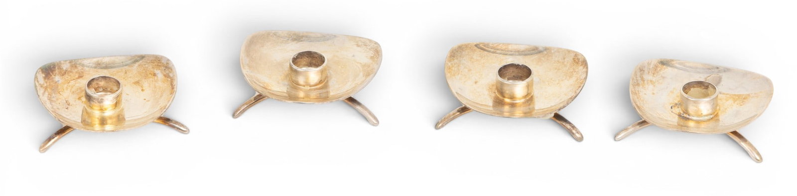 Cohr (Denmark) Danish Modern Sterling Silver Individual Candle Holders H 0.5" W 2" 4.1 t oz 4 PCS (1 of 3)