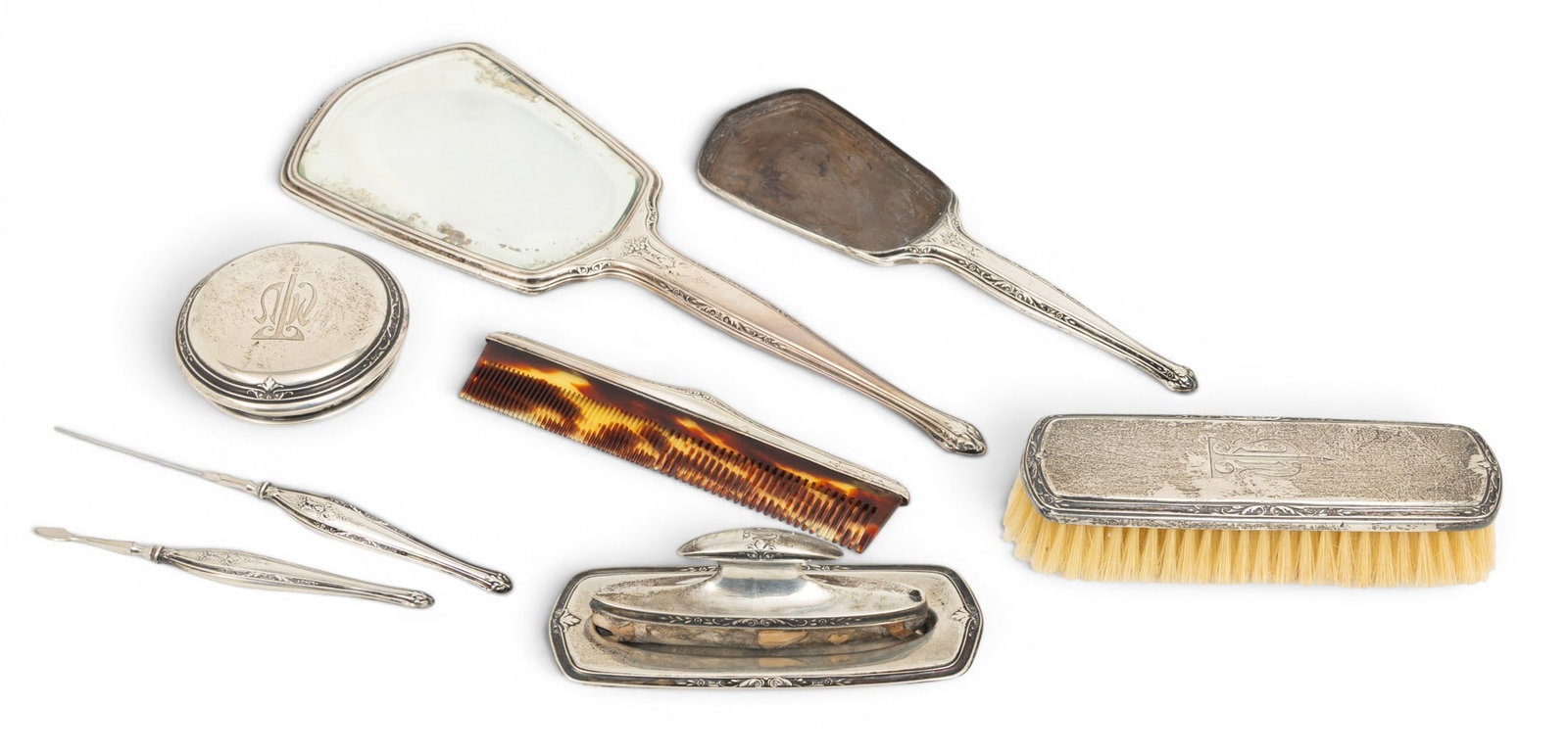 Richard Wallace & Son Sterling Silver Dresser Accessories 1920, 9 PCS (1 of 4)
