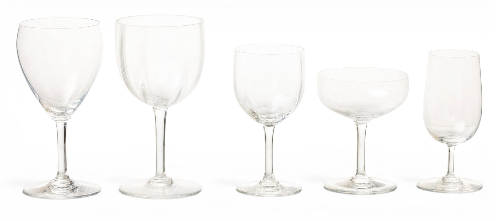 Baccarat (French, Est 1764) Crystal Stemware Grouping 1960-1980, 'Chambolle and Montaigne Optic (1 of 8)