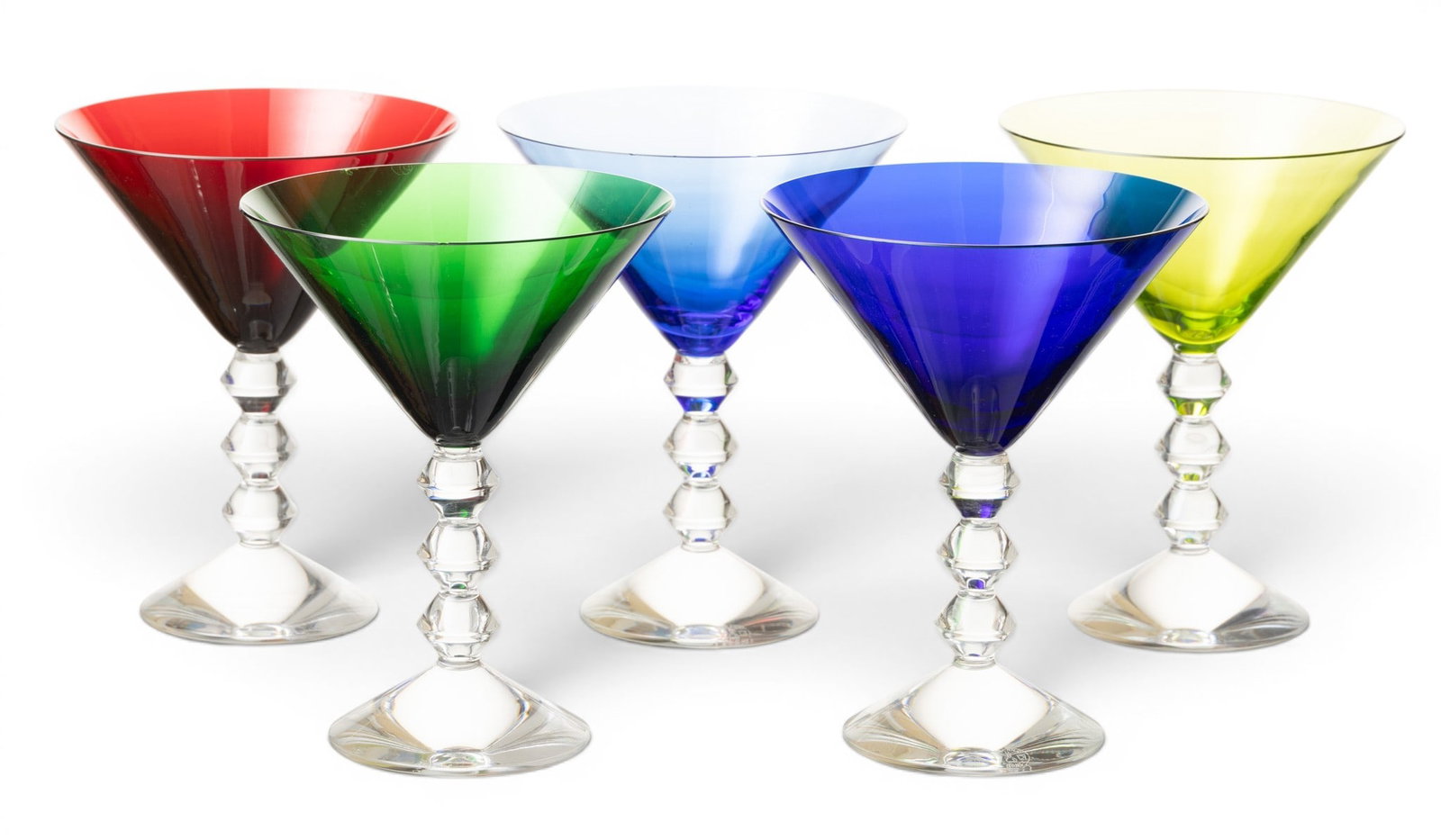 Baccarat Crystal Martini Glasses, Multicolor 1960, H 6" Dia. 4.7" 5 PCS (1 of 6)