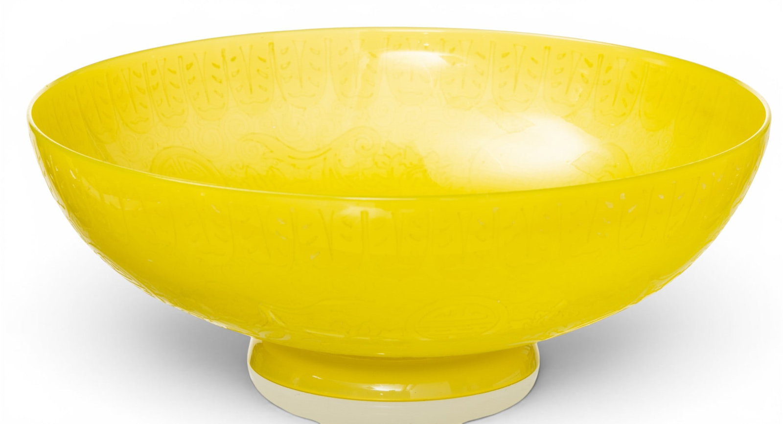 Frederick Carder for Steuben Glass Works, Yellow Jade Etched Cameo Glass Canton Pattern Bowl, Ca. (1 of 3)