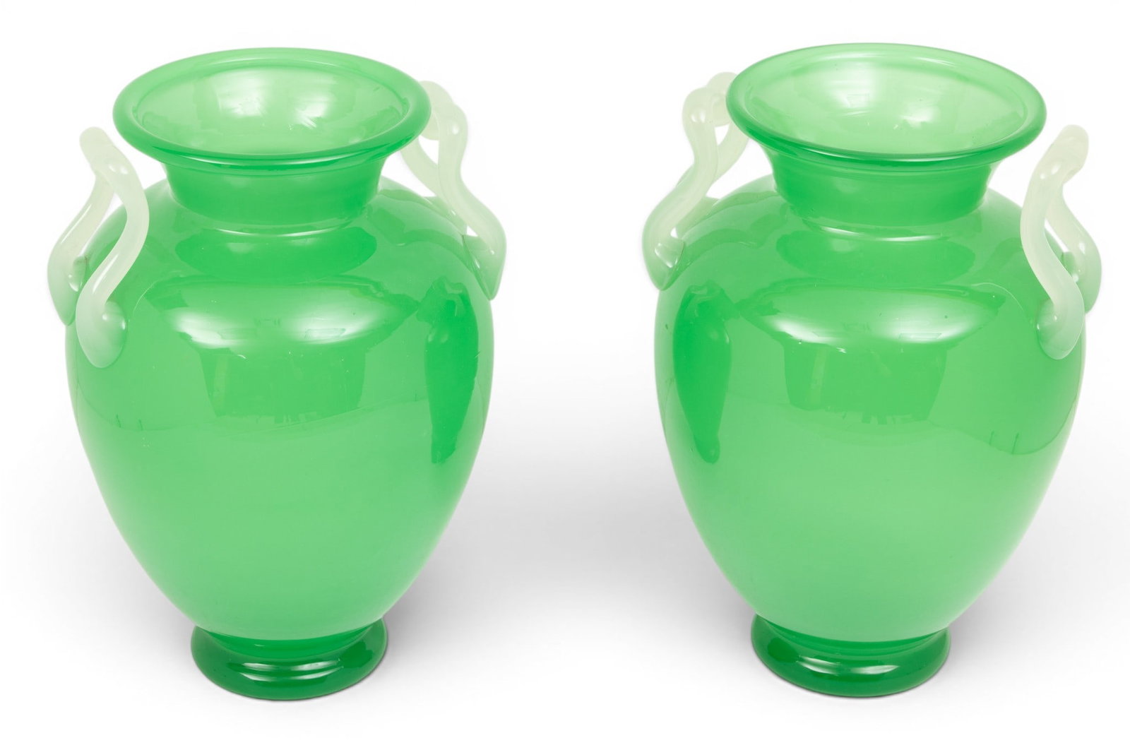 Frederick Carder for Steuben Glass Works (American, 1863-1963) Jade Art Glass Baluster Vases, Ca. (1 of 4)