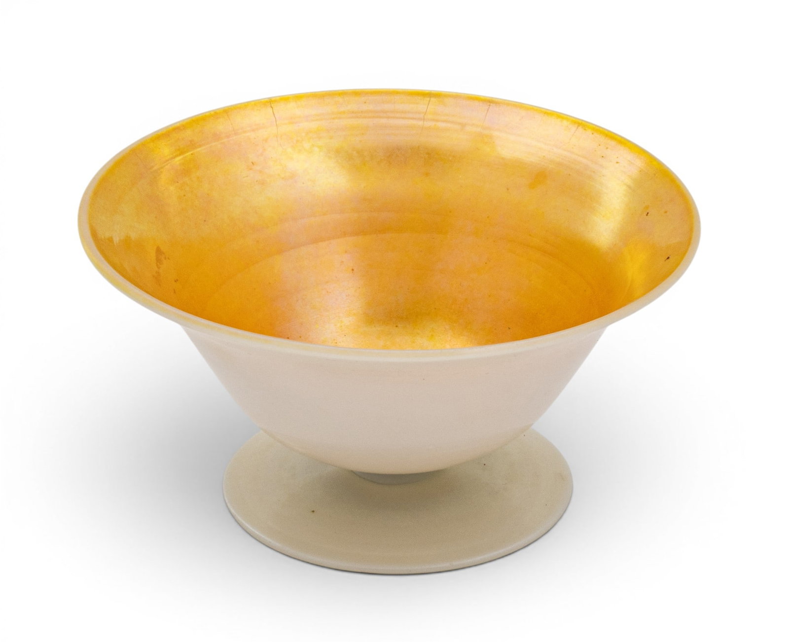Steuben Steuben Gold Aurene and Calcite Art Glass Tazza Footed Bowl, Ca. 1920, H 3.5" Dia. 6" (1 of 7)