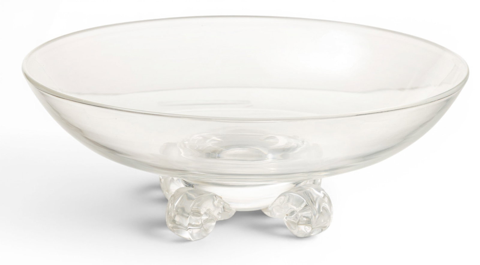 John Dreves for Steuben Glass Works (American, 1913-2003) Blown Glass Centerpiece Bowl H 4" Dia. 11" (1 of 3)