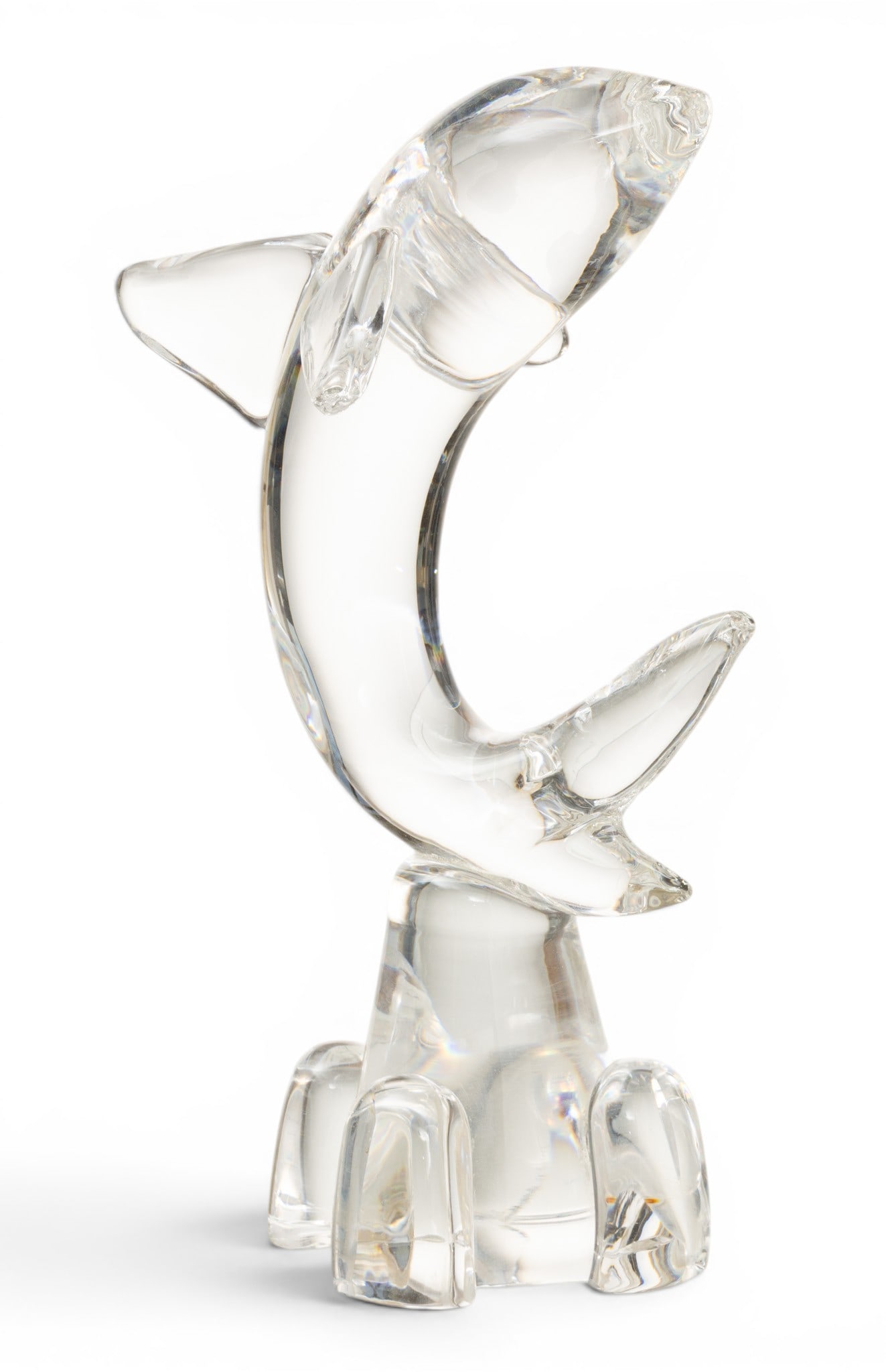 Steuben Glass Works (American) Blown Glass Sea Sprite Leaping Dolphin H 9" (1 of 5)