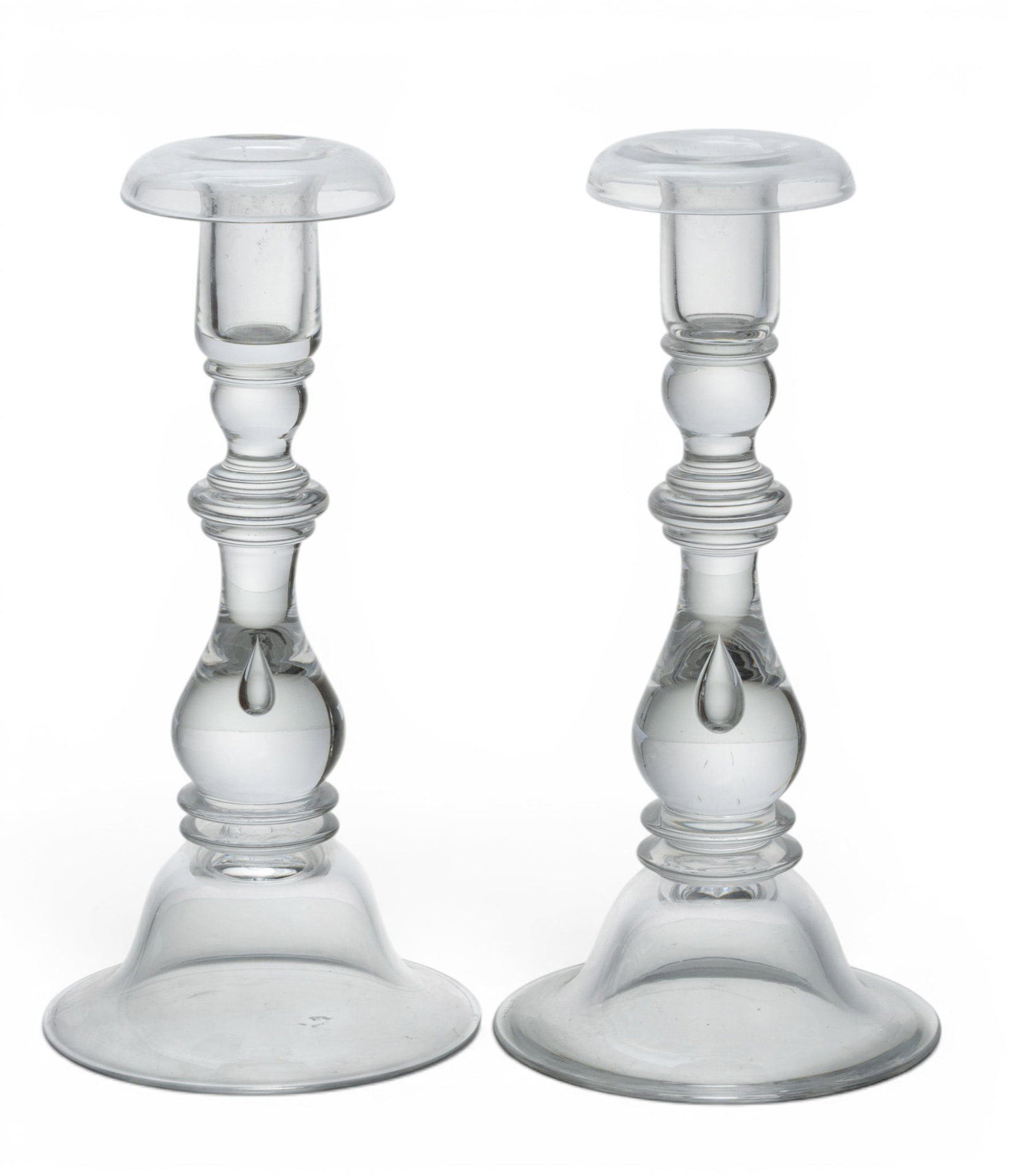 F.B. Sellew for Steuben Glass Works (American, 1913-1983) Blown Glass #7792 "Teardrop" Candlesticks (1 of 6)