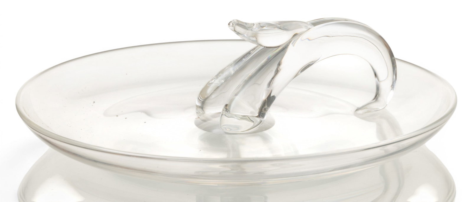 Steuben Glass Works (American) Blown Glass Canape Serving Dish 1950-1970, H 3" Dia. 10" (1 of 5)