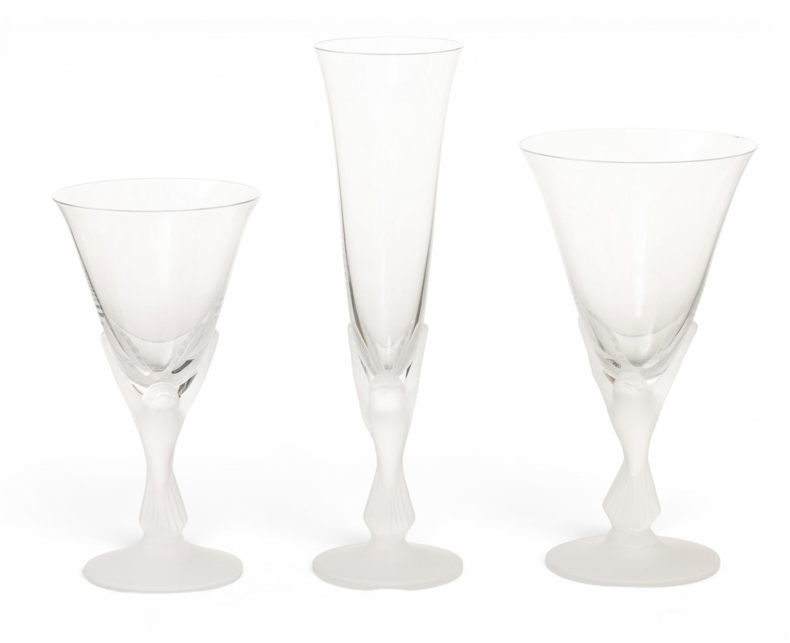 House of Igor Carl Fabergé, Lalique Style Frosted Glass Stemware 40 PCS (1 of 4)