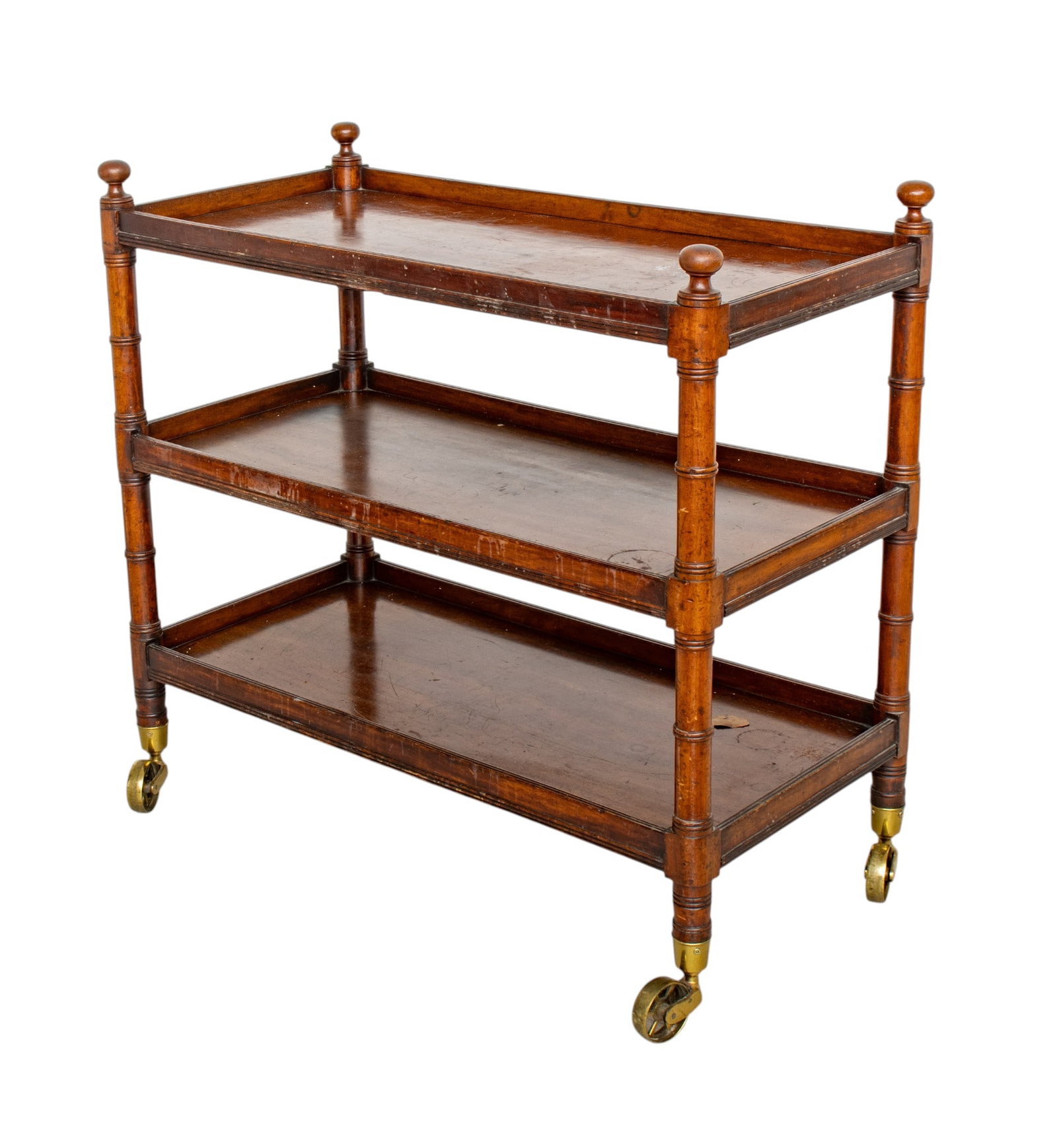English Victorian Mahogany Three-tier Trolley, Ca. 19th C., H 39" W 41.5" Depth 20.25" (1 of 9)