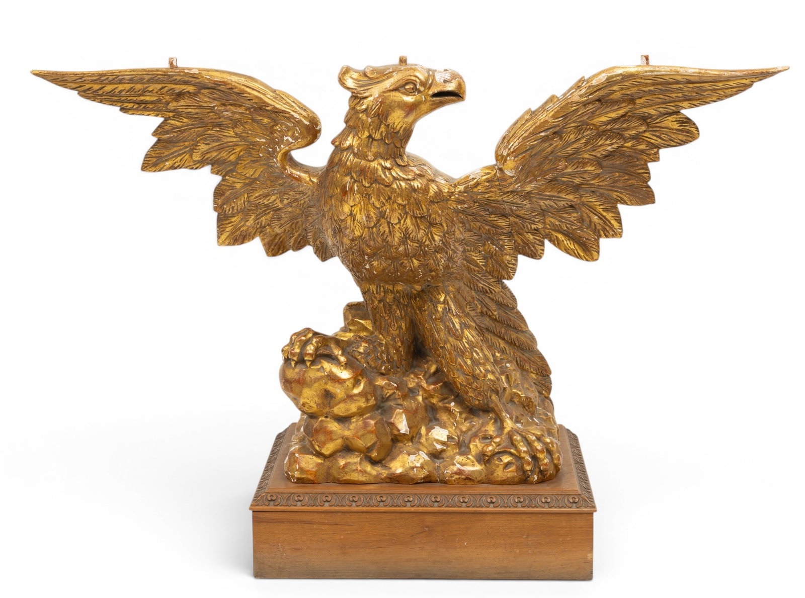 Giltwood and Gesso Eagle Perched on Rocks H 26" W 33.5" Depth 17" (1 of 5)