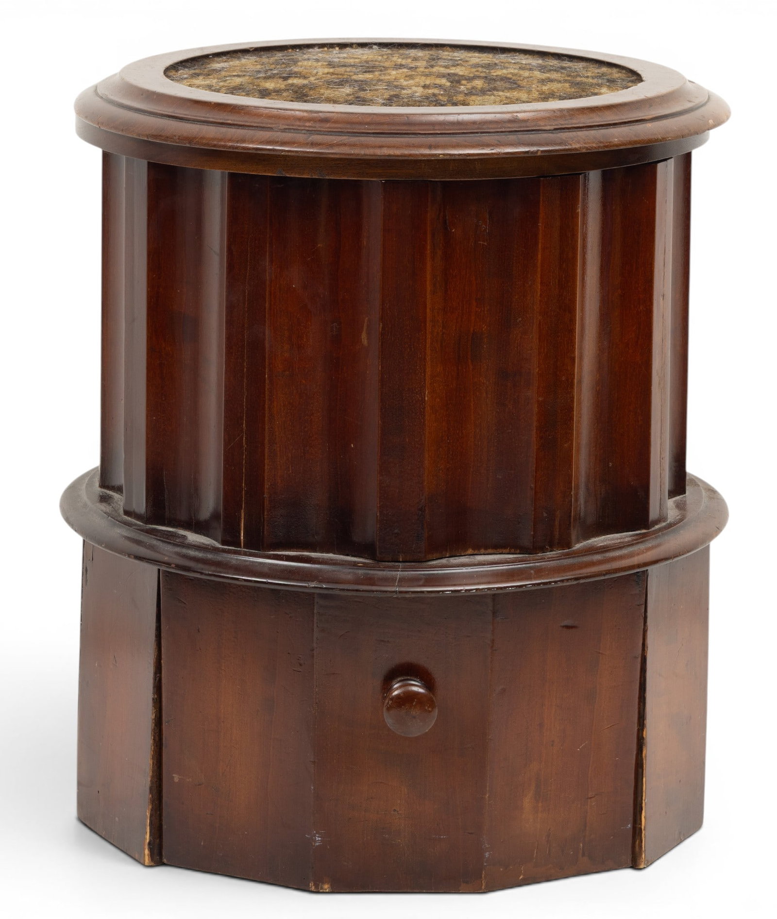 Late Regency Period Mahogany Commode, Ca. Mid 19th C., H 18" Dia. 12" (1 of 5)
