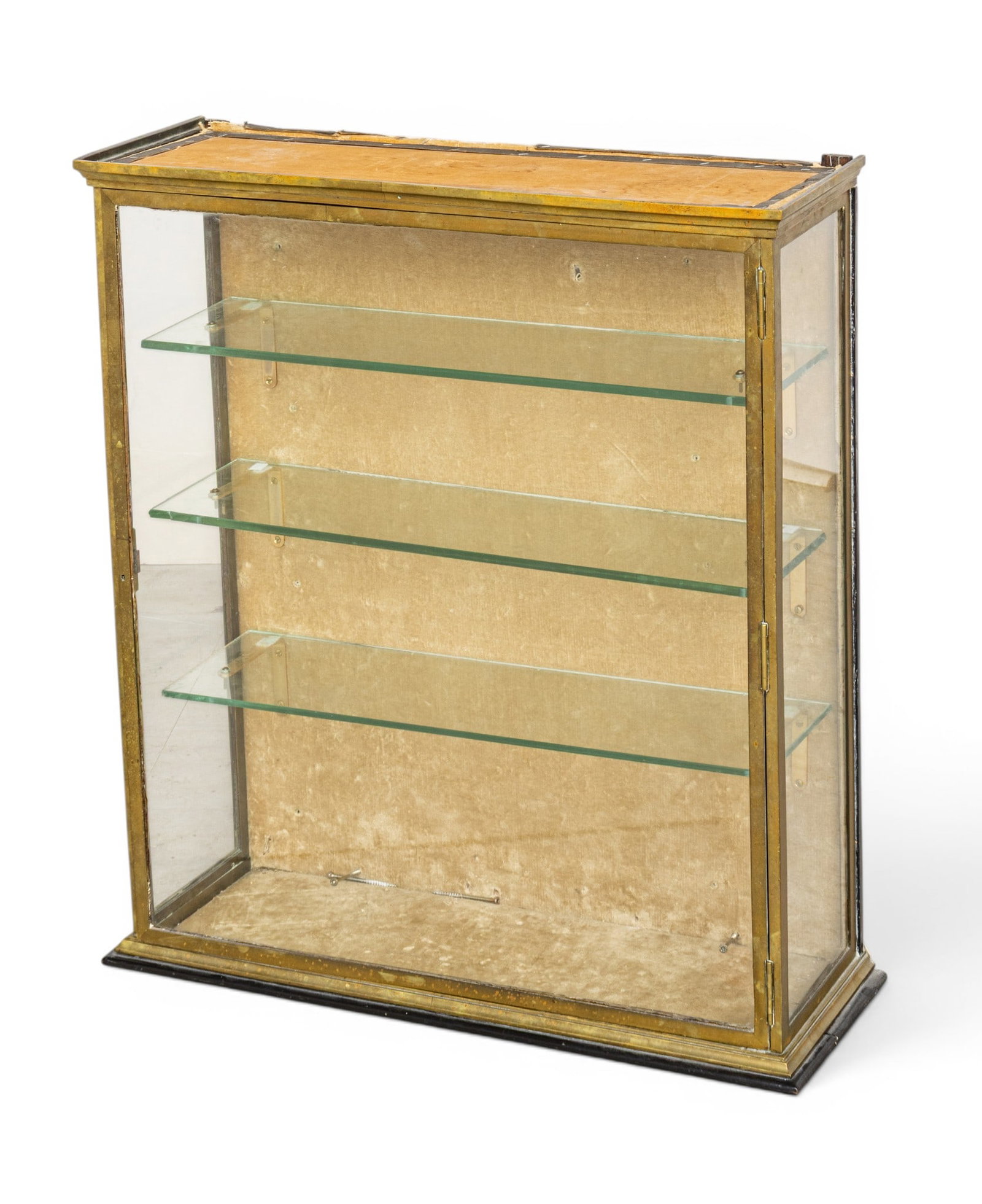 Brass and Glass Hanging Wall Vitrine, Ca. Late 19th C., H 31.25" W 27" Depth 9" (1 of 7)