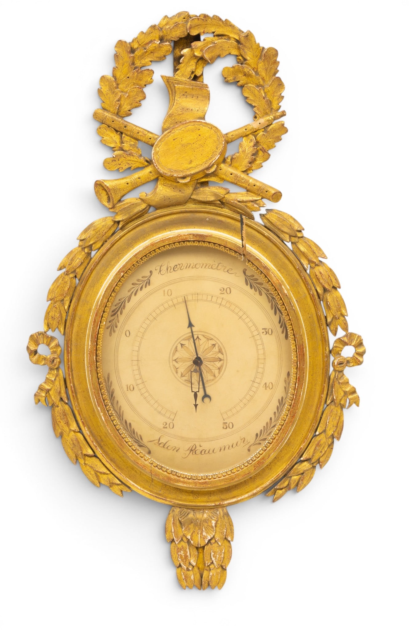 Selon Reaumur Barometer Antique Carved Wood, H 34" W 20" (1 of 4)