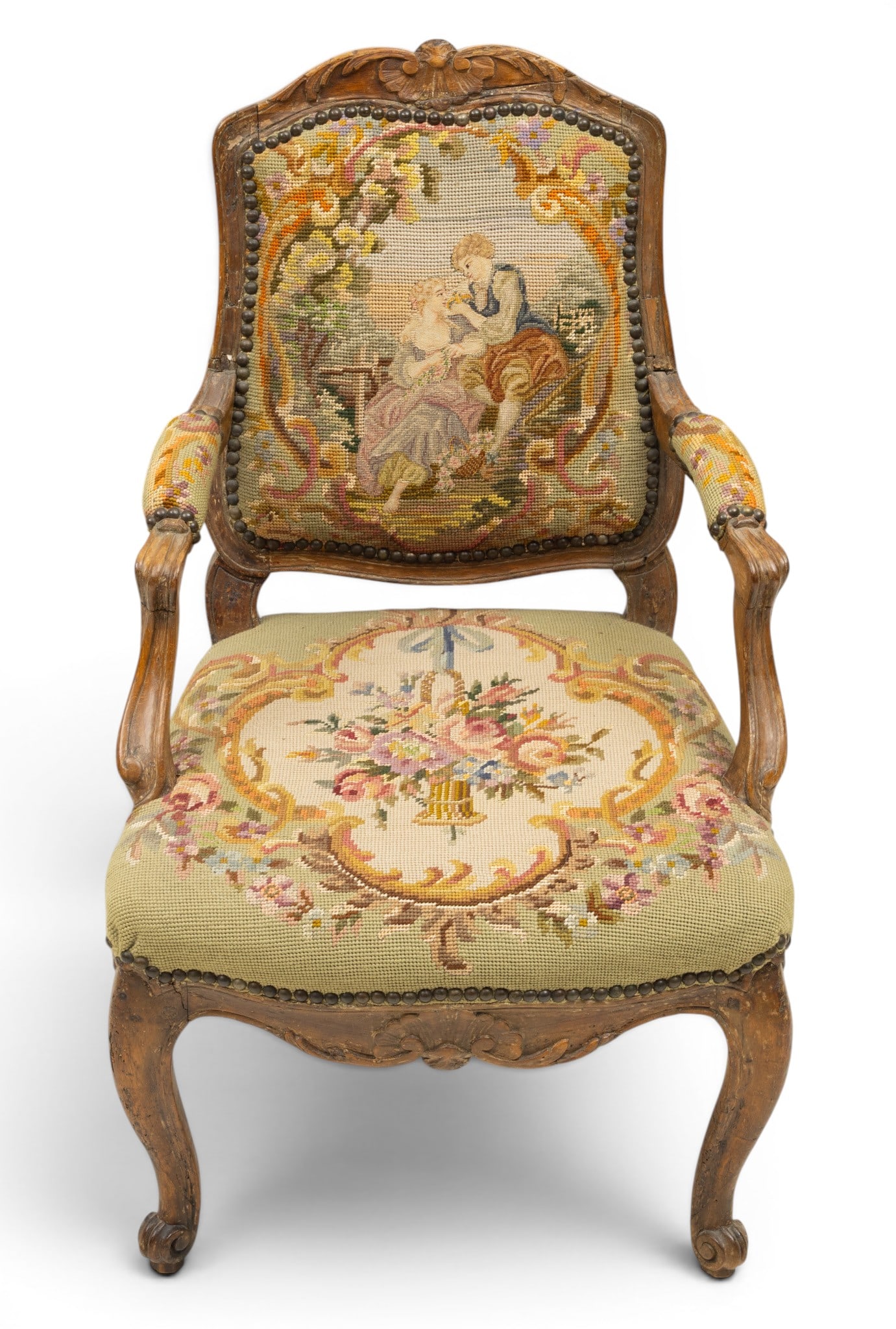 Rare and Important Louis XV Period Hand Carved Walnut Fauteuil D'Enfant., Ca. 1760, H 30" W 18" (1 of 7)