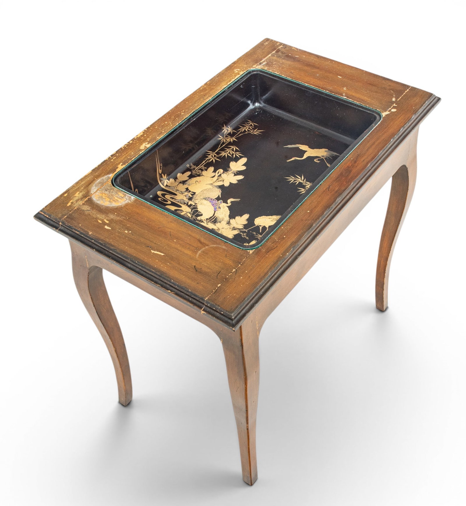 Japanese Black Lacquer Tray 19th Century, Displayed in Table, W 11" L 16" Depth 4" 2 PCS (1 of 6)
