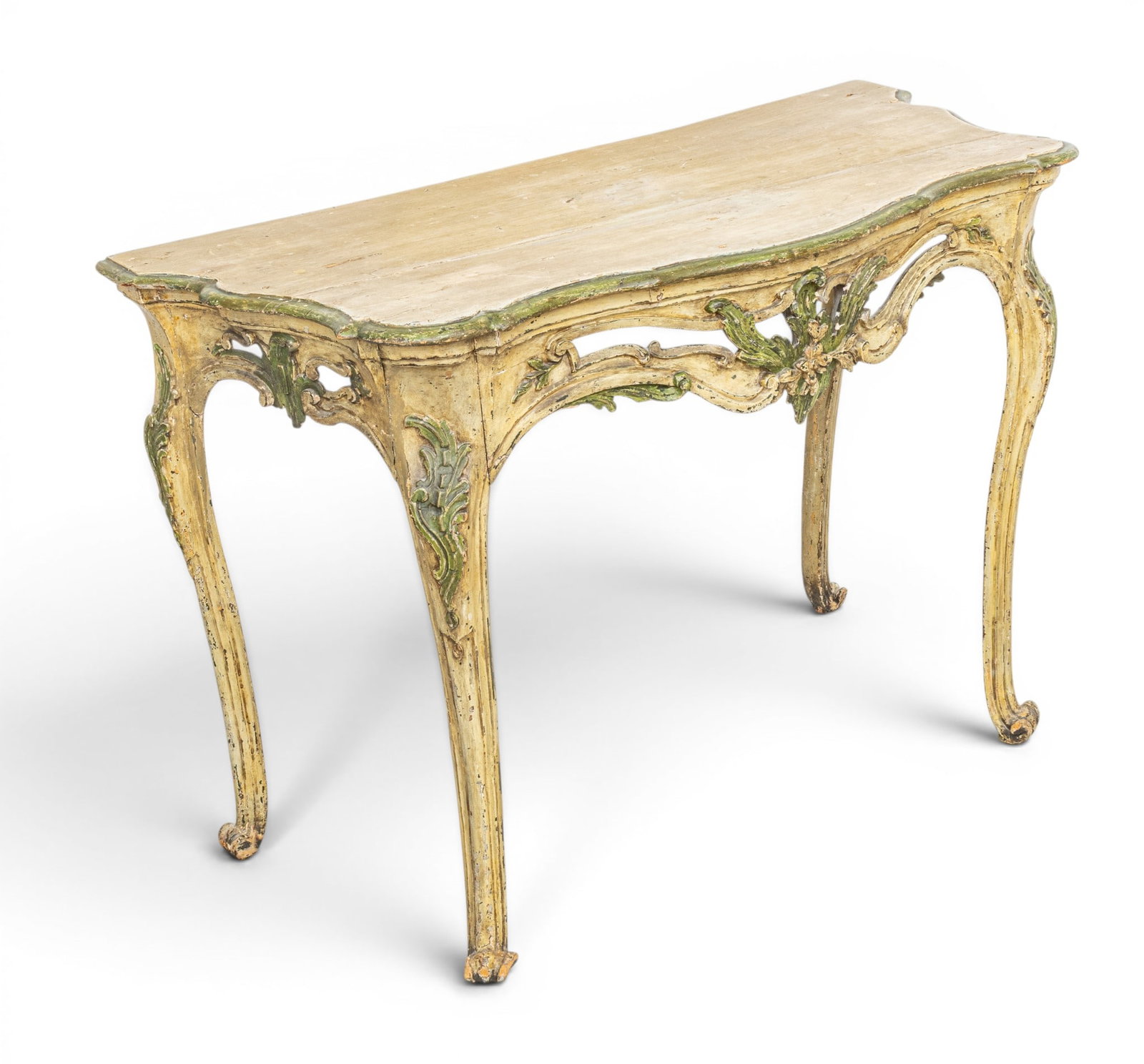 Italian Rococo Hand Carved and Patinated Console Table 1770-1800, H 31" W 47" Depth 19.5" (1 of 9)
