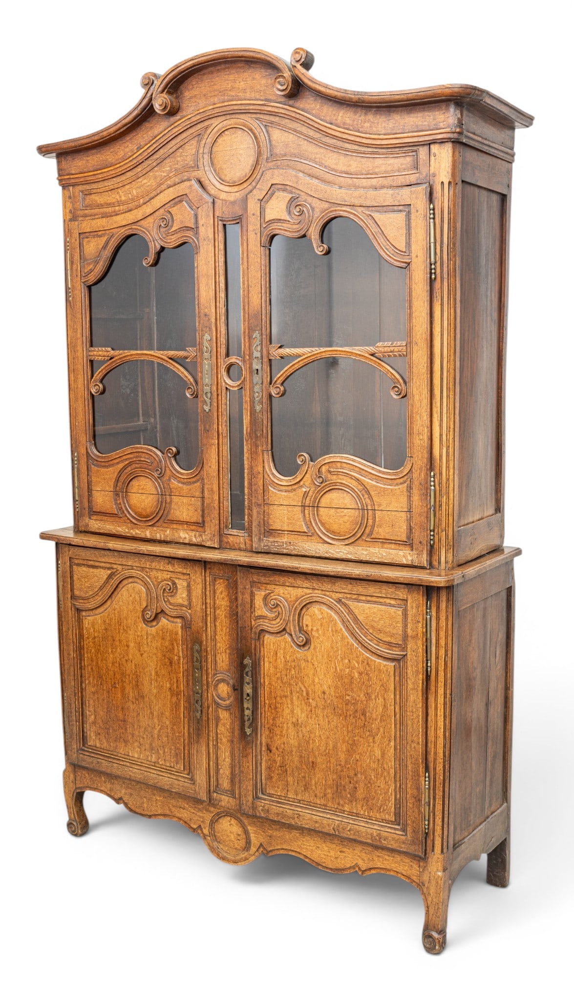 French Country Oak Step Back Cupboard Cupboard 18th/19th C., H 92" W 55" Depth 20" 1 PC (1 of 9)