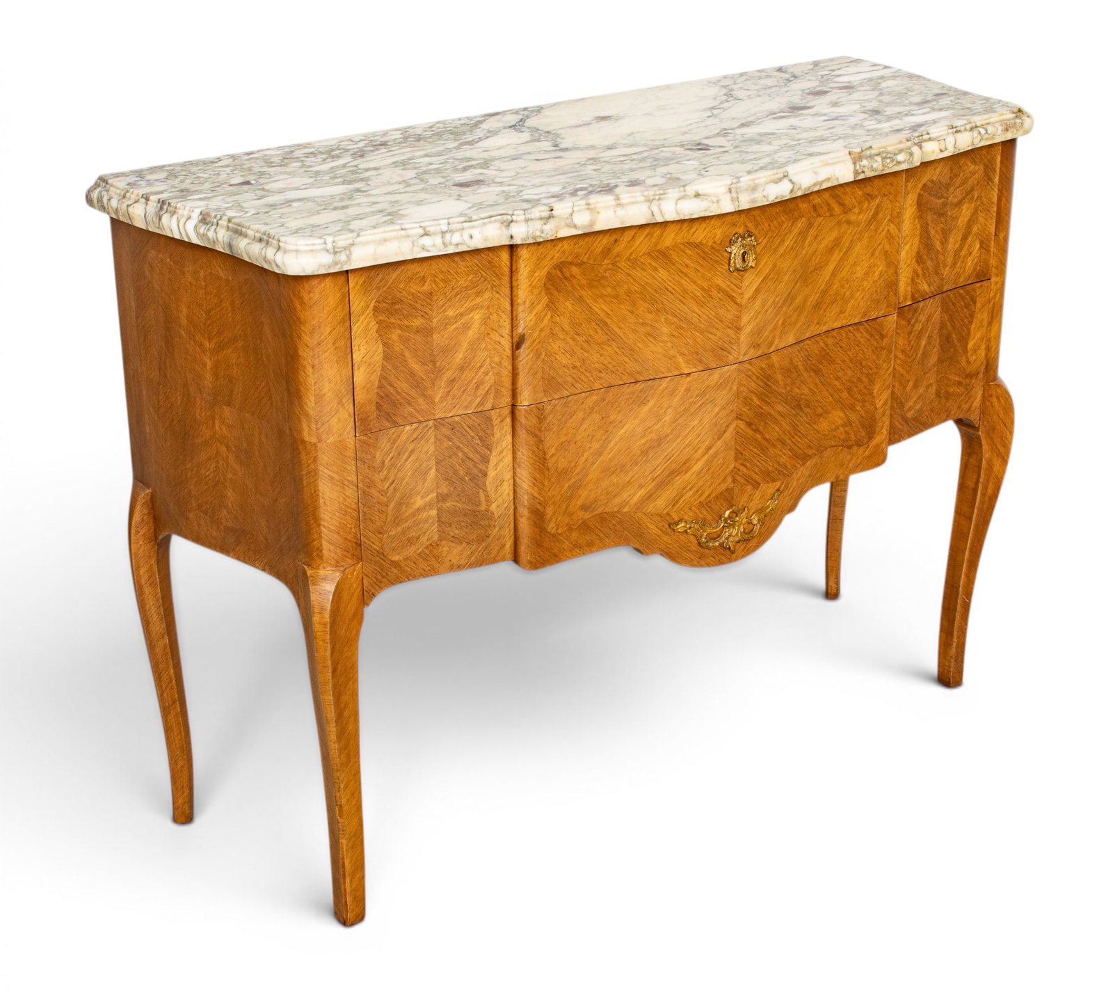 French Louis XV Style Serving Sideboard, Marble Top 1900, H 35" W 49" Depth 20" 1 PC (1 of 7)