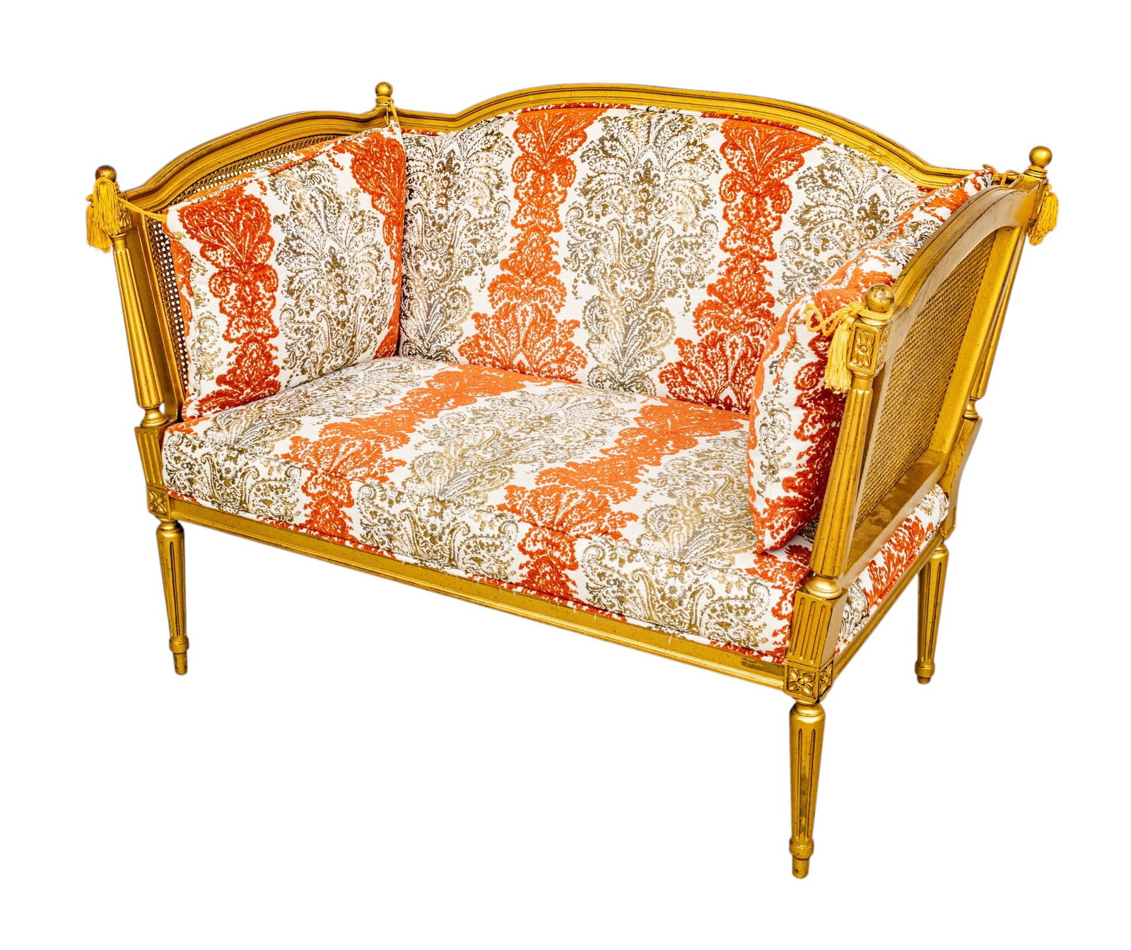 Louis XVI Style Hand Carved and Gilded Settee, Ca. 20th C., H 34" W 48" Depth 29" (1 of 9)