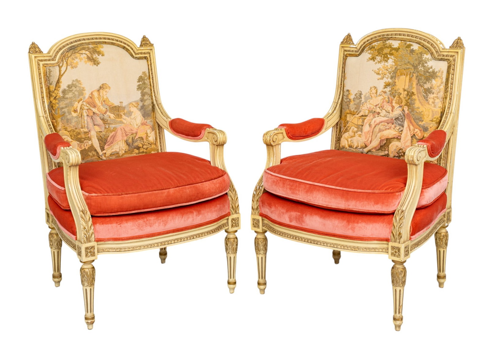 Kaufman Furniture Co. Louis XVI Style Armchairs H 39.25" W 25.25" Depth 20" 1 PAIR (1 of 8)
