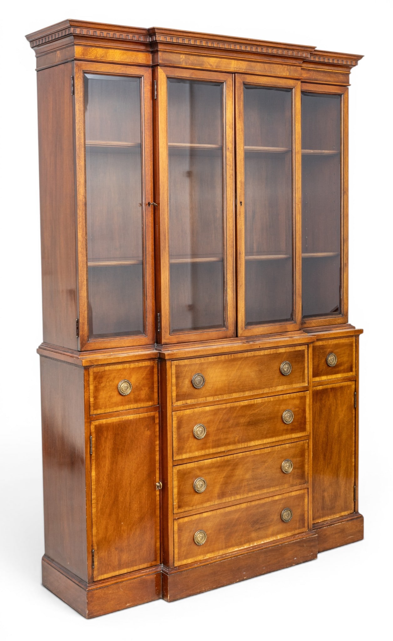 Sligh Co. George III Style Mahogany Breakfront Secretary, Ca. 1960, H 80" W 52" Depth 17" 1 PC (1 of 11)