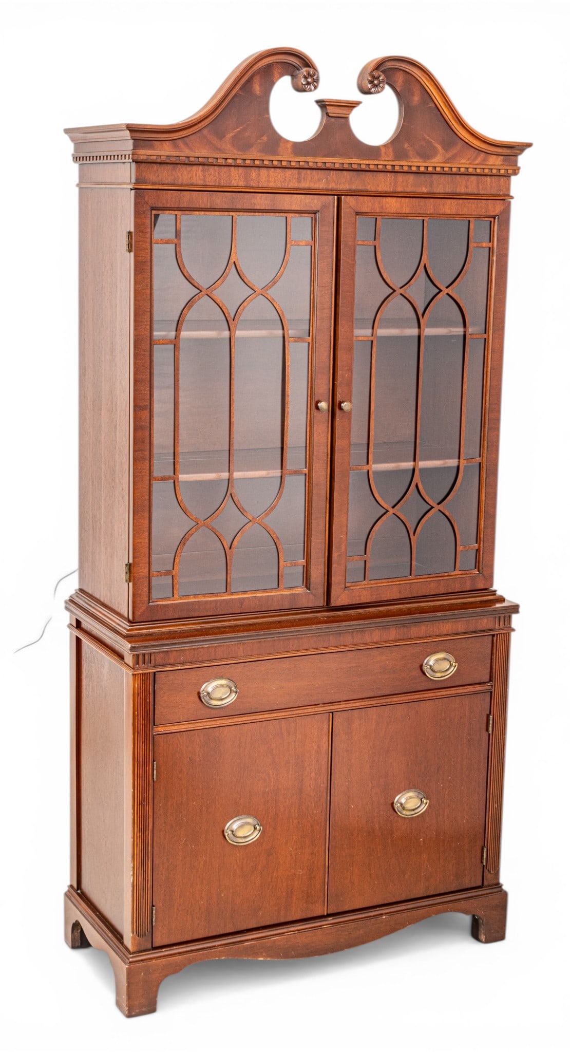 American Chippendale Style Mahogany China Cabinet 20th C., H 74" W 35" Depth 15" 1 PC (1 of 9)