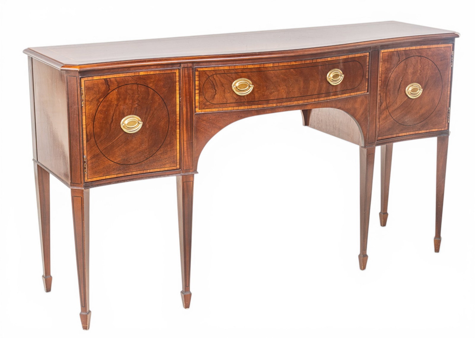 Baker Furniture (American) Federal Style Inlaid Mahogany Sideboard, Ca. 20th C., H 39" W 67" Depth (1 of 11)