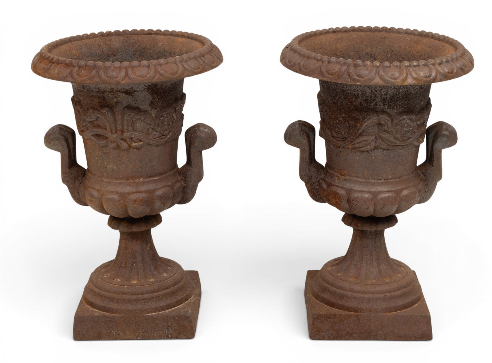Neoclassical Style Cast Iron Planters, 1940, H 18" Dia. 16" 2 PCS (1 of 4)