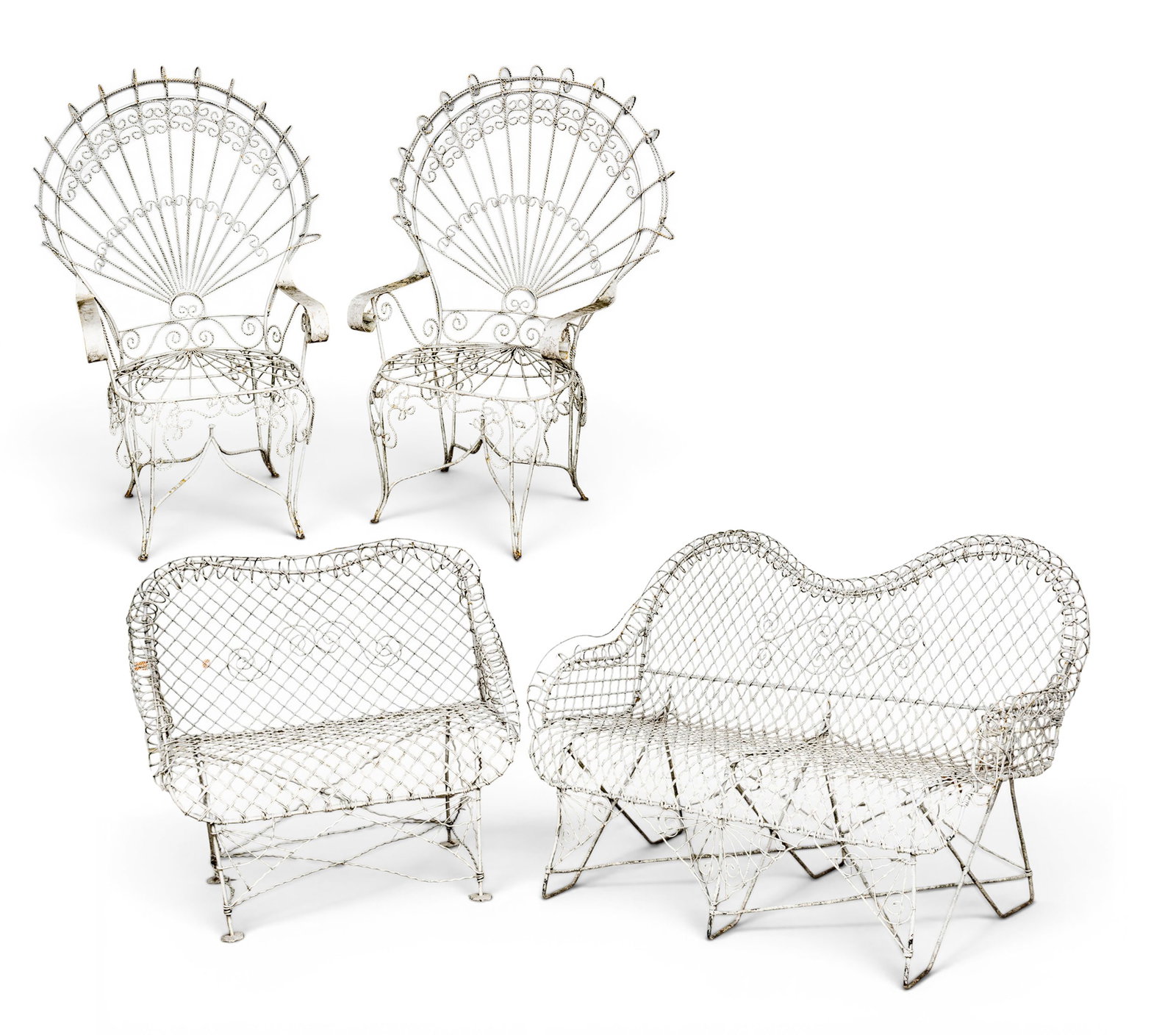 In the Manner of John Salterini (Italian/American, 1857-1952) Painted Wire Mesh "Peacock" Garden (1 of 9)