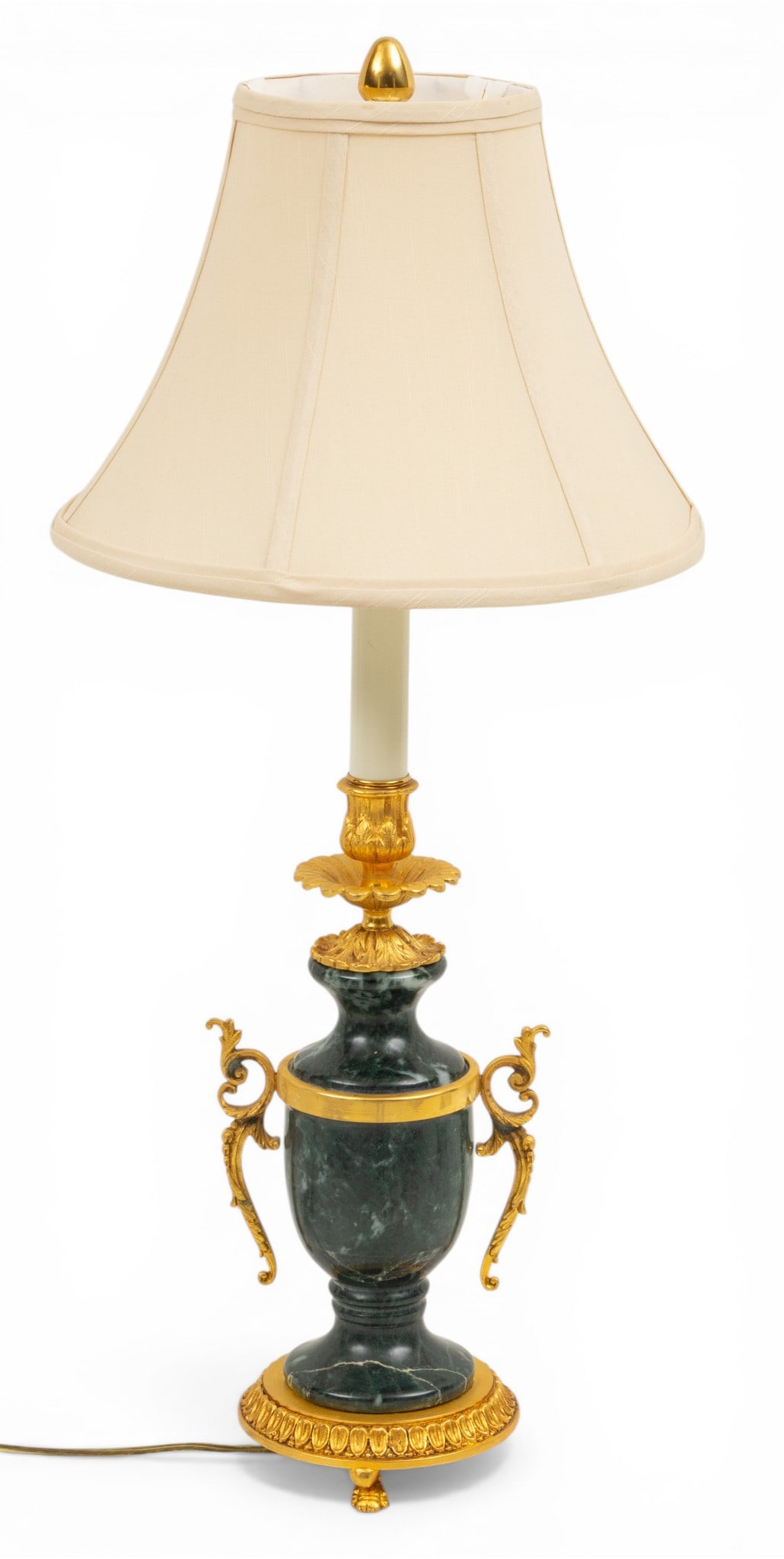 French Louis XV Style Green Marble and Bronze Ormolu Table Lamp 20th Century, 2 PCS (1 of 5)