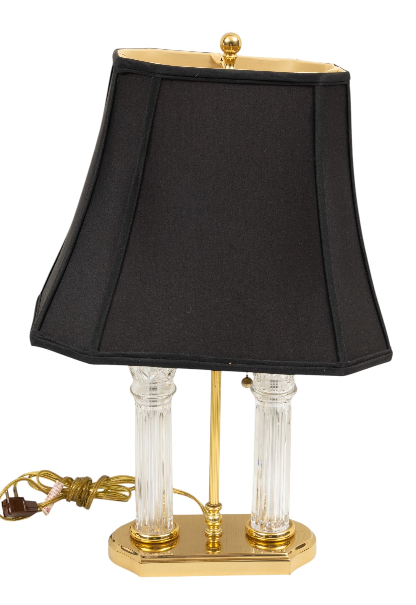 Waterford Crystal and Crescent Brass Library Lamp, H 25" W 5" L 10" (1 of 4)