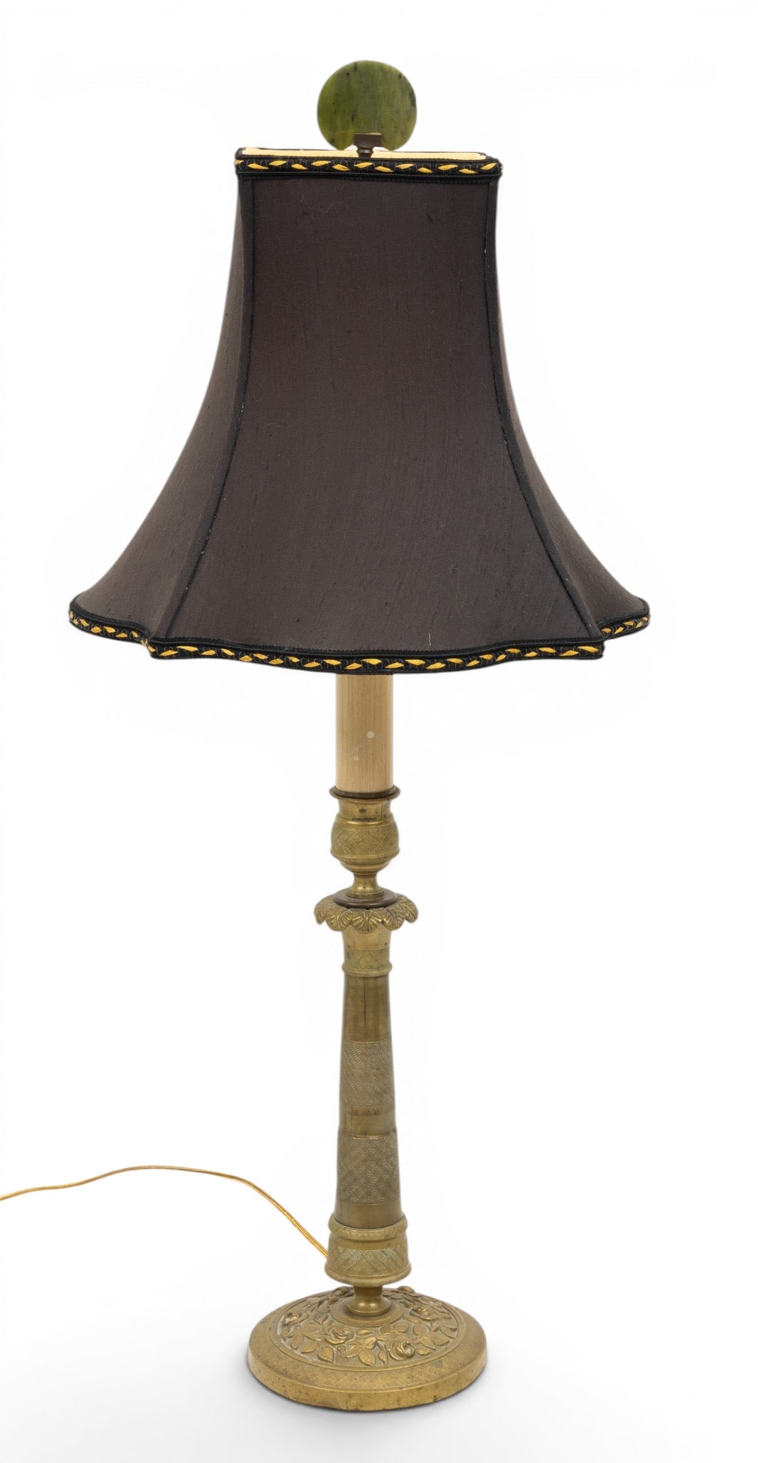 French Antique Bronze Candlestick Mounted As Table Lamp 19th Century, H 29" W 5" (1 of 4)