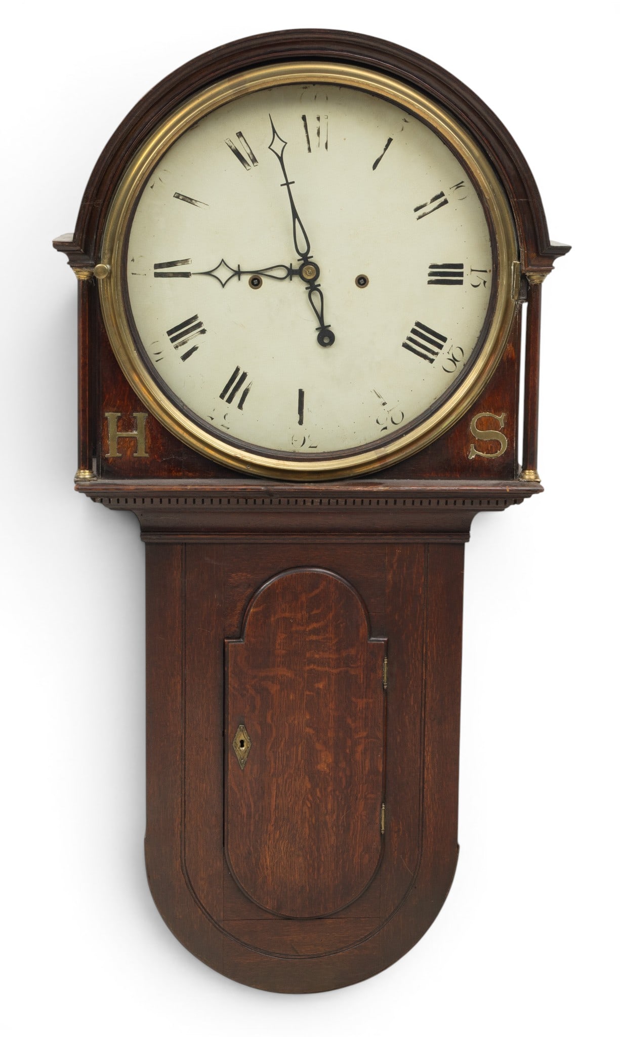 Oak Tavern Clock Early 19th C., H 55" W 25" Depth 10" (1 of 5)