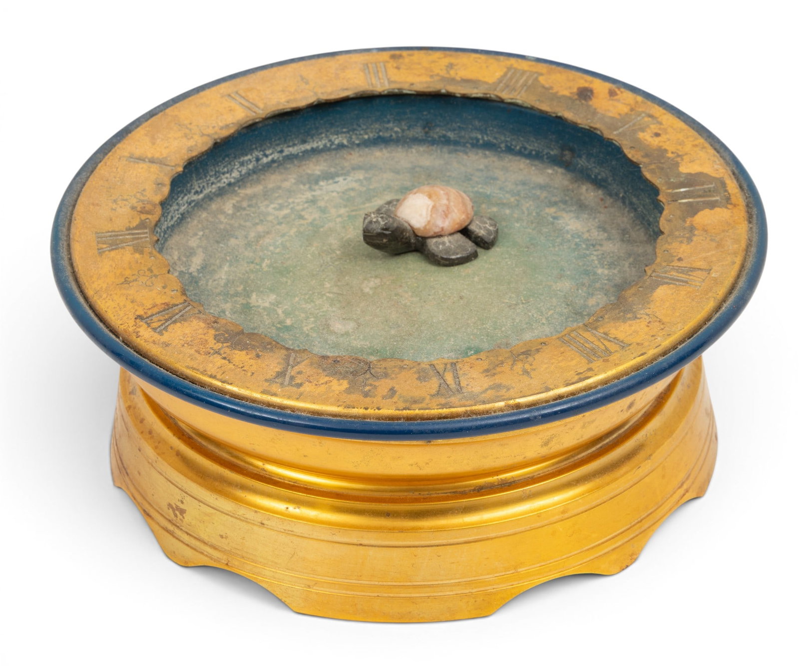 Gübelin (Lucerne, Switzerland) Gilt Metal Mystery Turtle Clock, 20th C., H 3" Dia. 8" 1 PC (1 of 5)