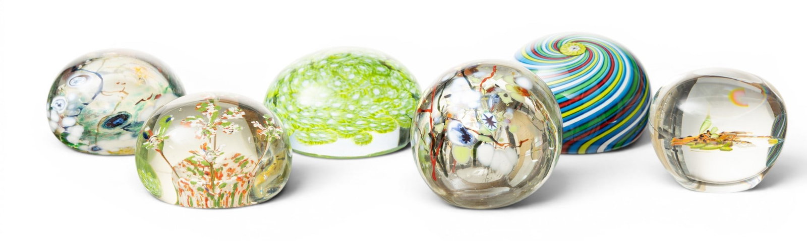 Artist Blown Glass Glass Paperweights 6 PCS (1 of 6)