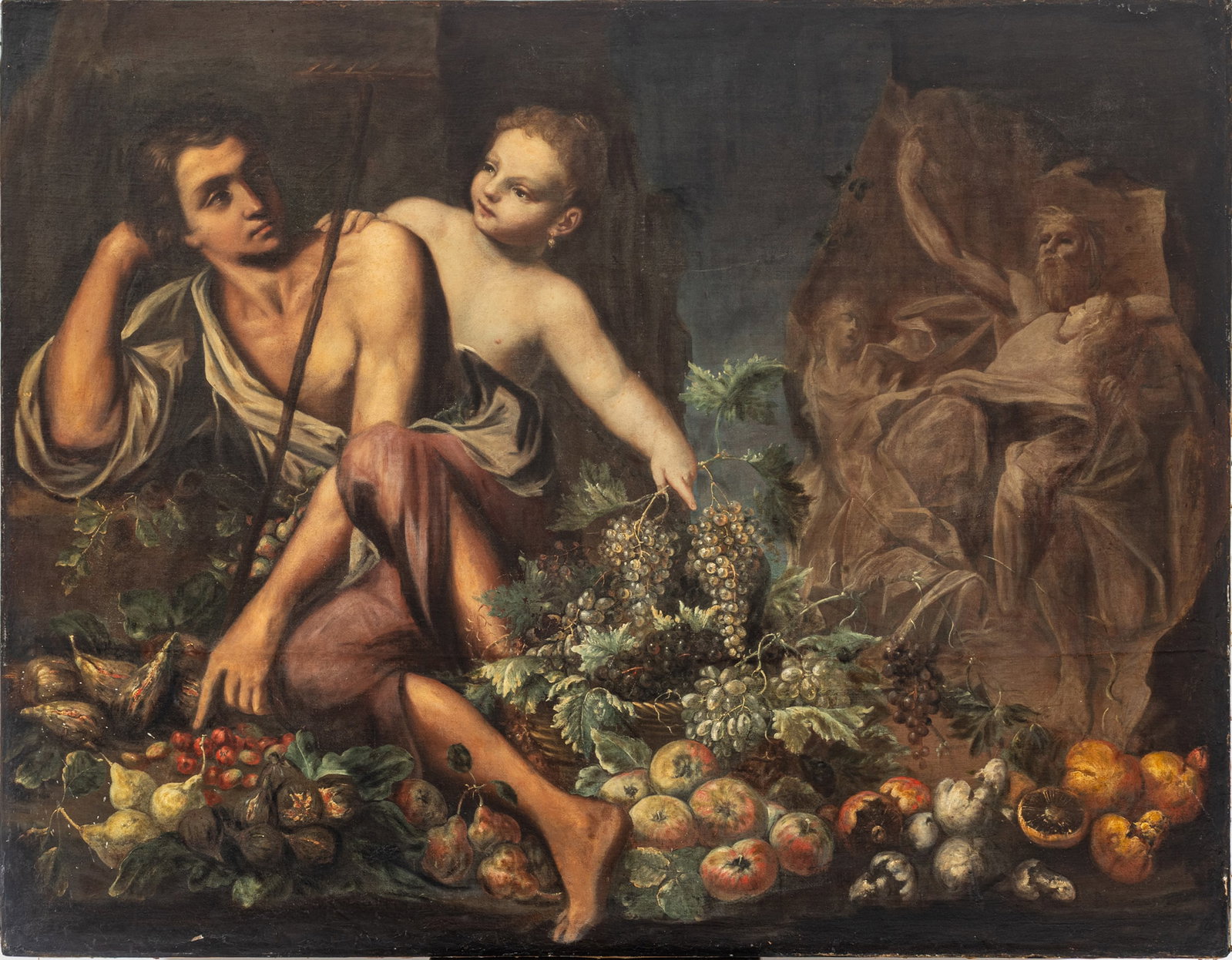 Italian Baroque Oil on Canvas, Ca. 1700, H 45" W 58.5" (1 of 12)
