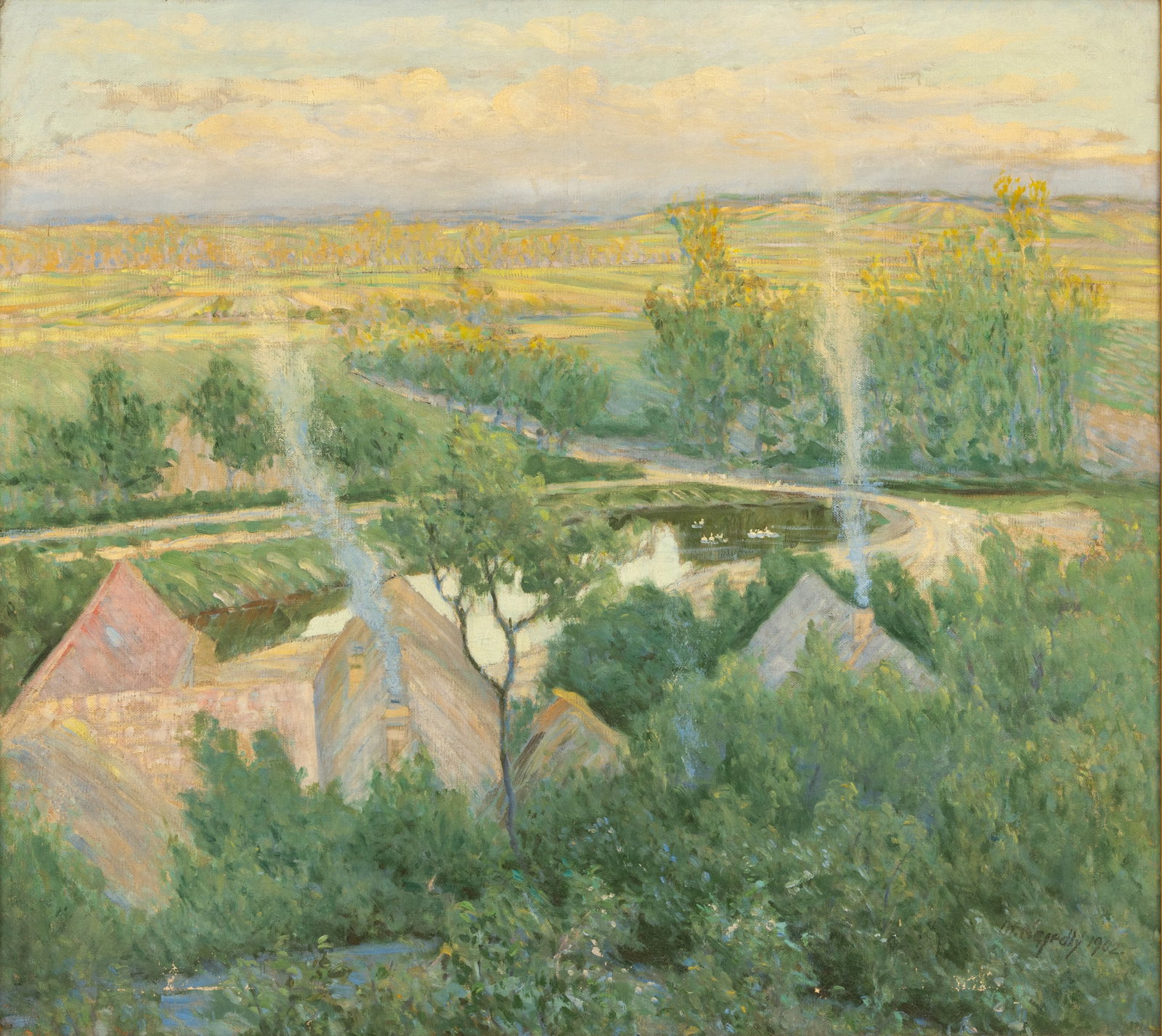 Otakar Nejedlý (Czech, 1883-1957) Oil on Canvas 1902, 'A View of Okoř, Czech Republic', H (1 of 5)