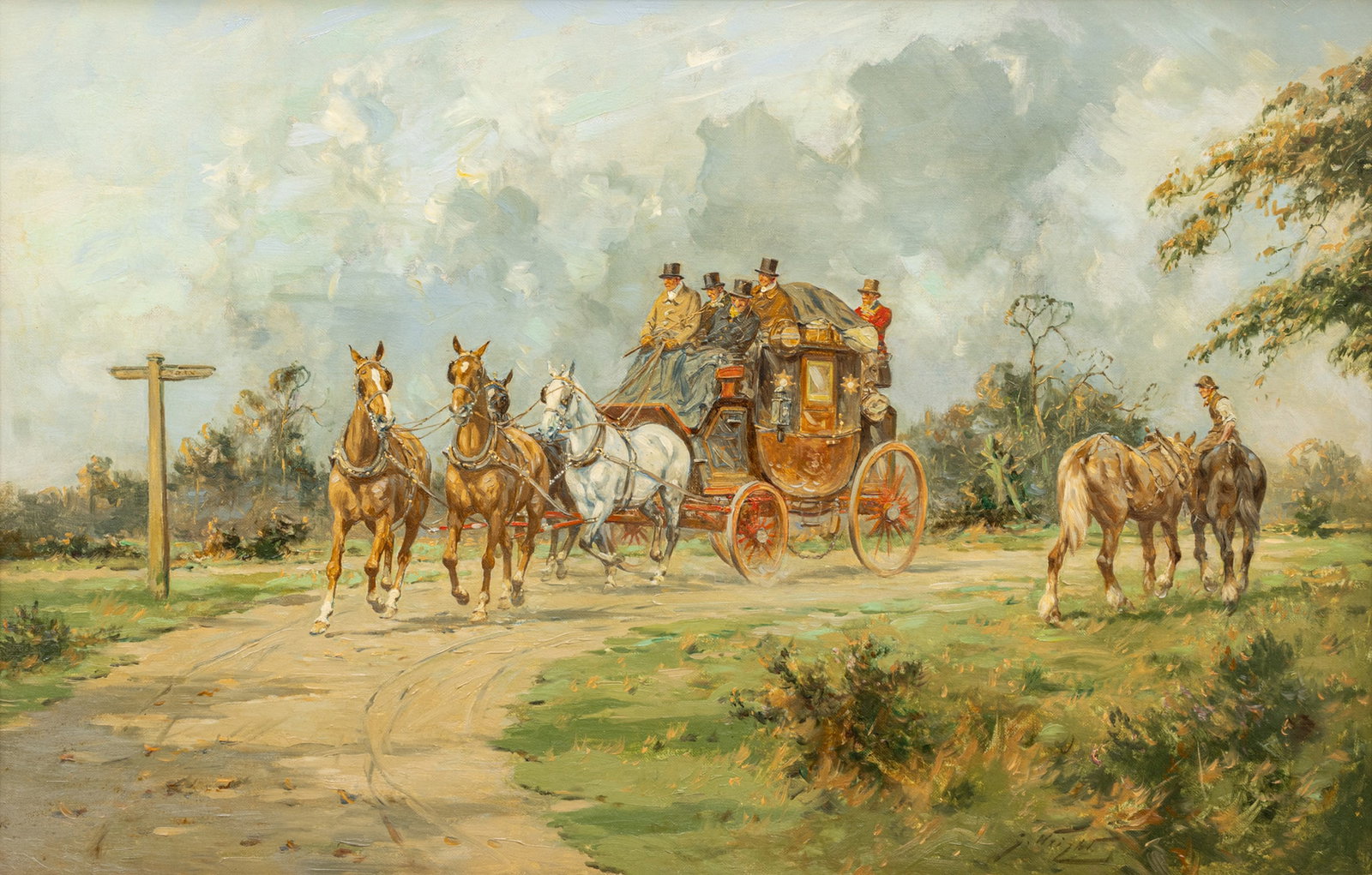 George Wright (English, 1860-1942) Oil on Canvas, Ca. Early 20th C., 'Nearing Guildford, Surrey', H (1 of 13)