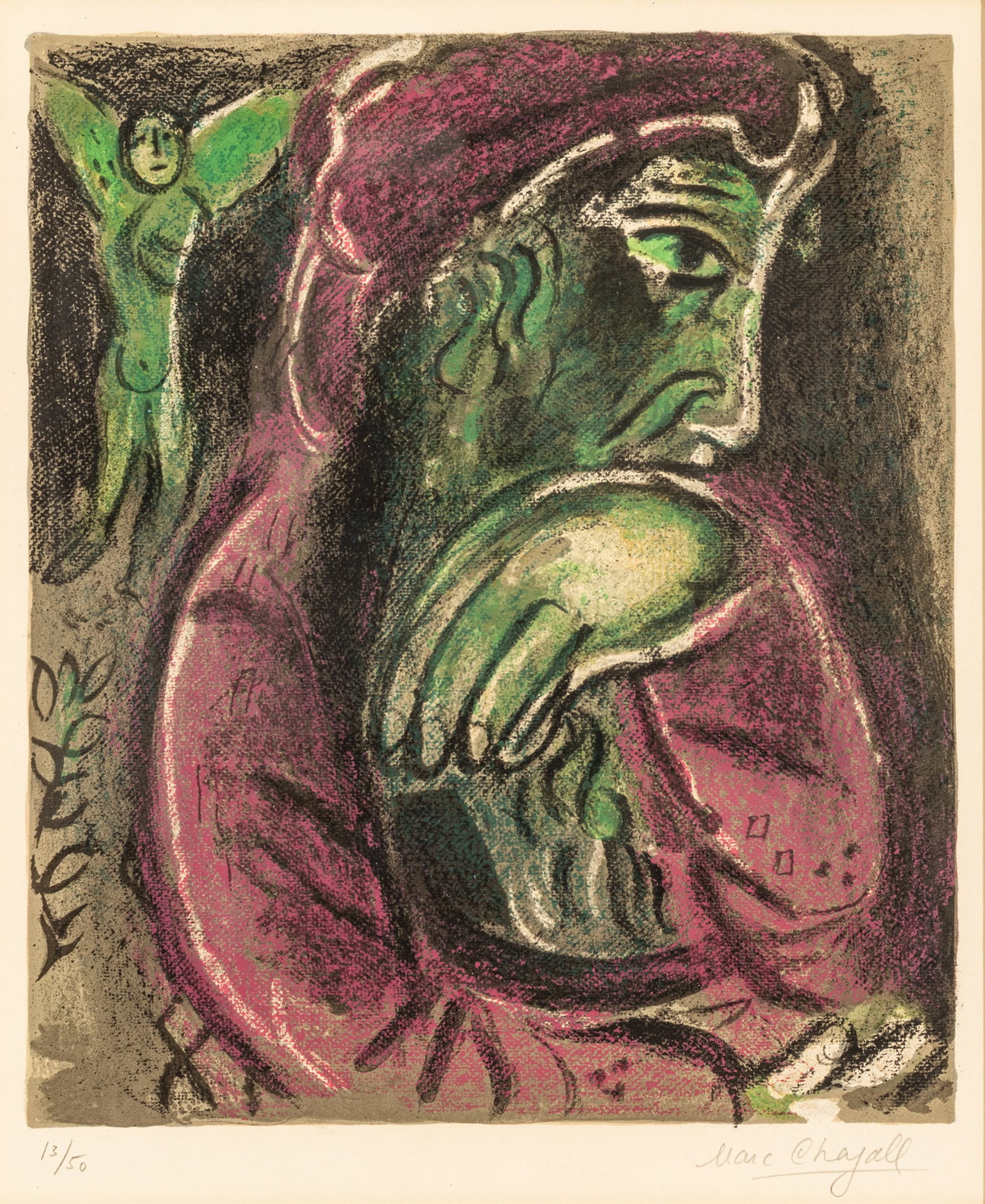 Marc Chagall (French/Russian, 1887-1985) Lithograph in Colors on Arches Wove Paper 1960, 'Job in (1 of 8)