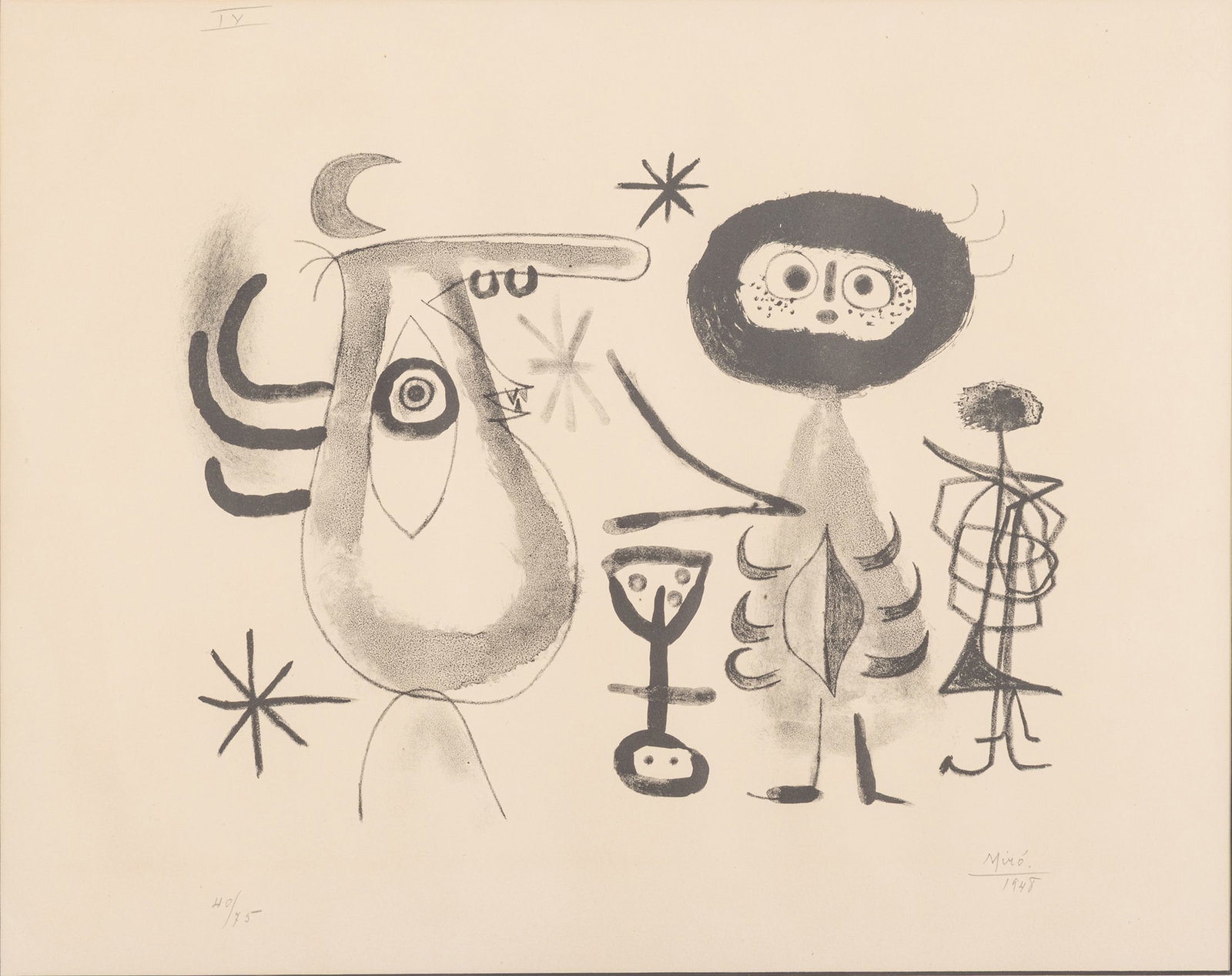 Joan Miro (Spanish, 1893-1893) Lithograph on Wove Paper 1948, 'Plate 4 from Album 13', H 10.8" W (1 of 7)