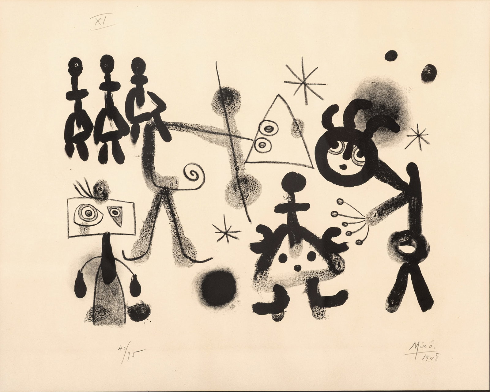 Joan Miro (Spanish, 1893-1893) Lithograph on Wove Paper 1948, 'Plate 11 from Album 13', H 10.3" W (1 of 8)